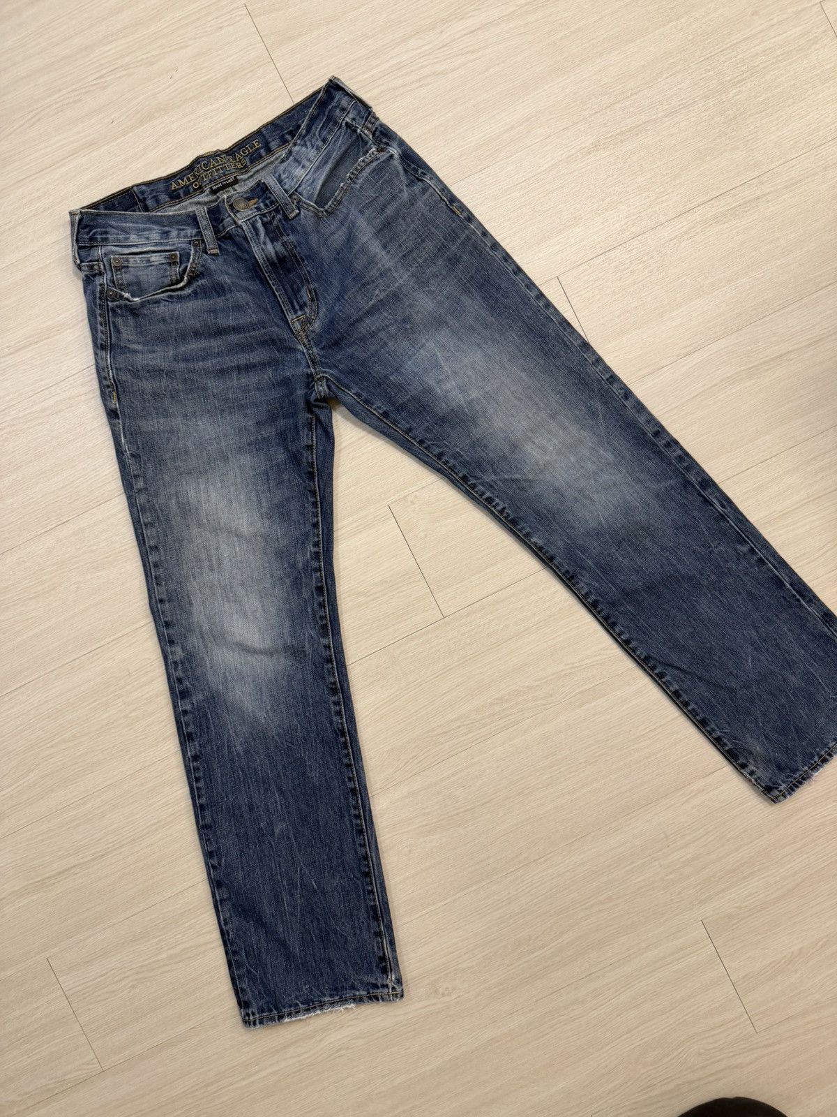 American Eagle Outfitters American Eagle Dark Wash Original Straight Jeans Size US 29 - 2 Thumbnail
