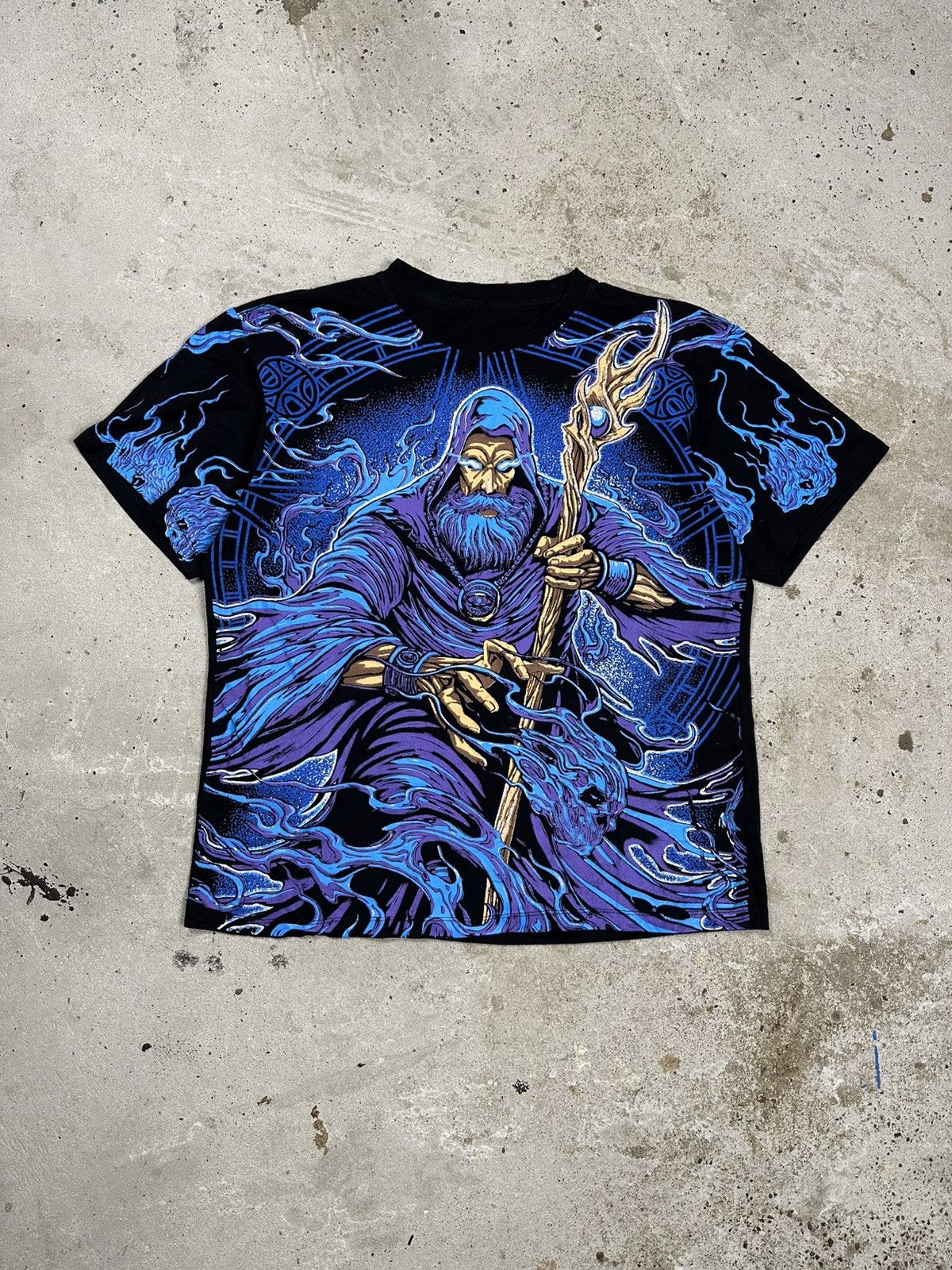 Vintage Vintage Y2K All Over Print Wizard Graphic Tee Movie Promo Size US M / EU 48-50 / 2 - 1 Thumbnail
