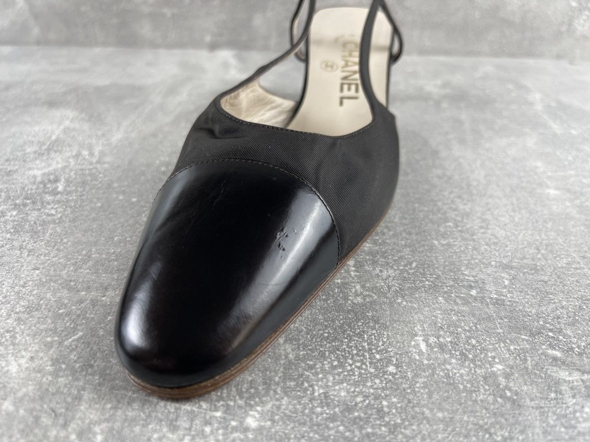 Chanel CHANEL Slingback Pumps 90s Grosgrain Leather Heels Shoes Size US 9 / IT 39 - 6 Thumbnail