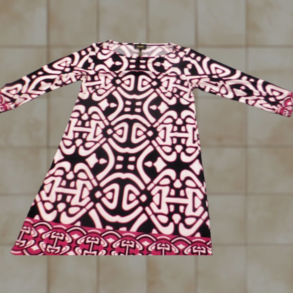 Vintage Laundry by Design Purple A-Line Dress - Long Sleeve, Crew Neck, Knee Length, Geometric Knit, Lined, Puff Sleeve, Zip, Casual, Women, Size 2 Size XS / US 0-2 / IT 36-38 - 1 Thumbnail