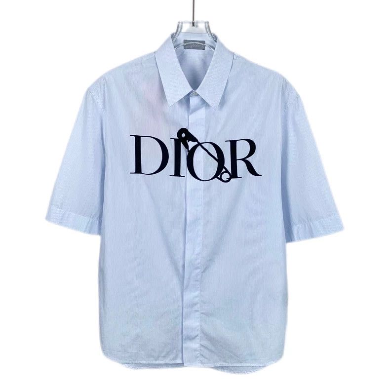 Dior Blue Logo Printed Short Sleeve Shirt-dmc Size US M / EU 48-50 / 2 - 1 Thumbnail