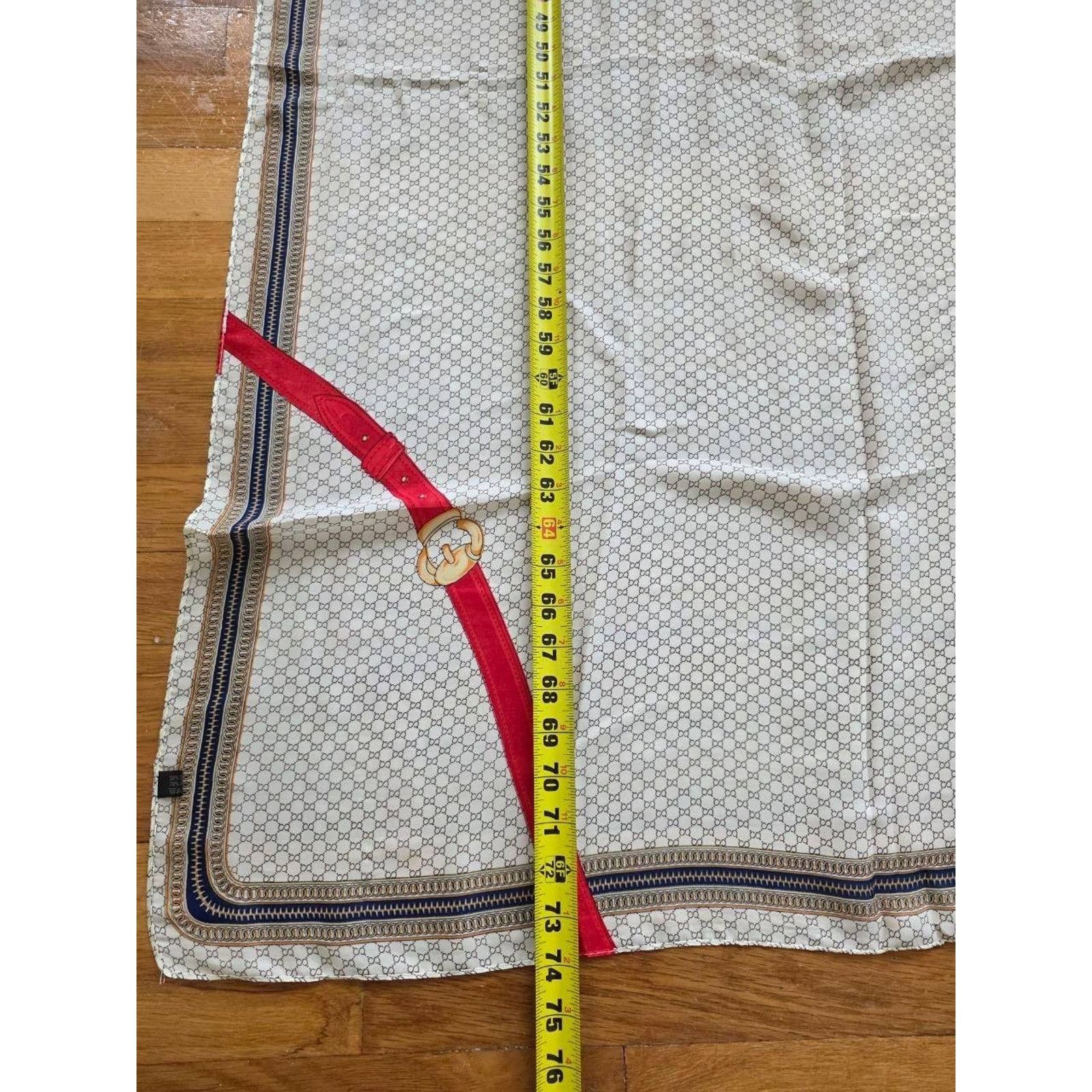& Other Stories Vintage Silk Long Cream Strap & Chain Print Scarf A001506 Size 26 - 7 Thumbnail