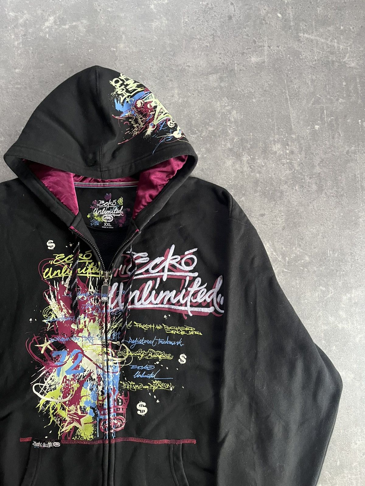 Ecko Unltd. 00s Ecko Unlimited Painted Logo Baggy Zip Hoodie XXL Rare Size US XXL / EU 58 / 5 - 4 Thumbnail