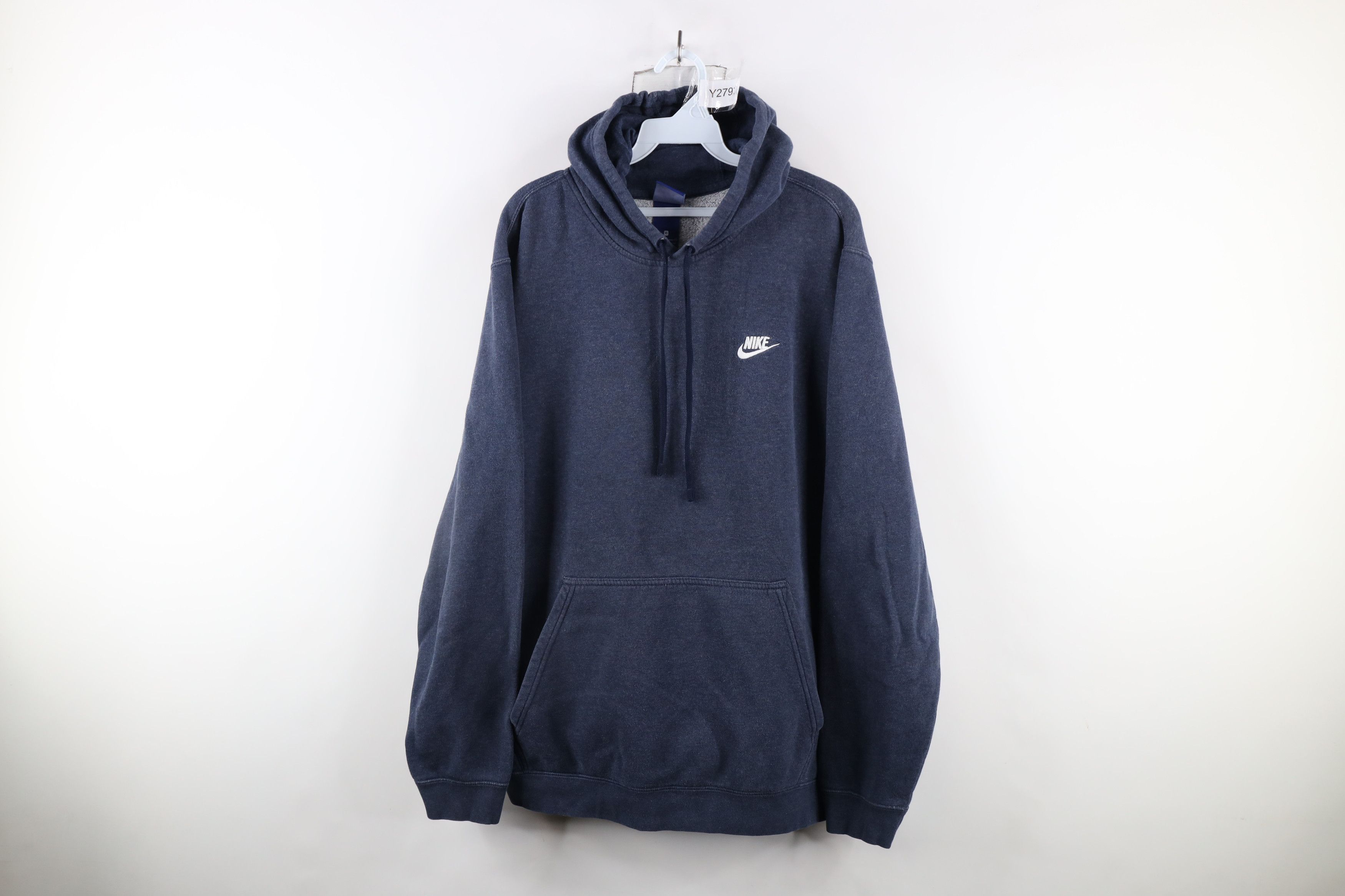 Nike × Vintage Vintage Nike Mini Swoosh Hoodie Sweatshirt Heather Blue Size US XL / EU 56 / 4 - 1 Thumbnail