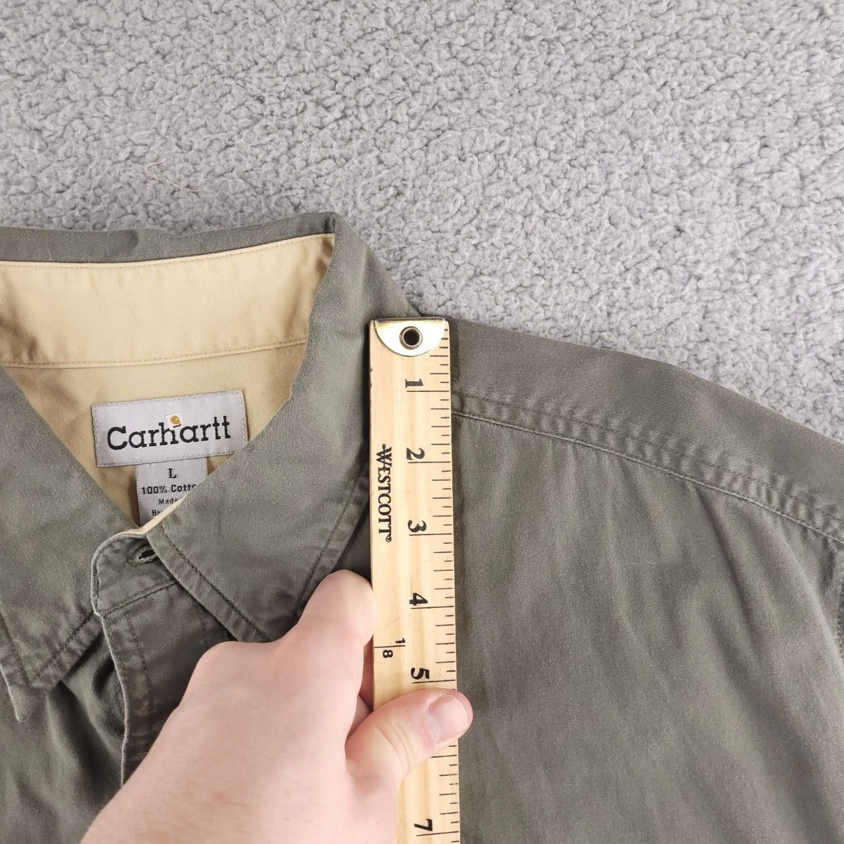 Carhartt Carhartt Shirt Mens Large Green Button-Up Short Sleeve Work Chore Relaxed Fit Size US L / EU 52-54 / 3 - 7 Thumbnail