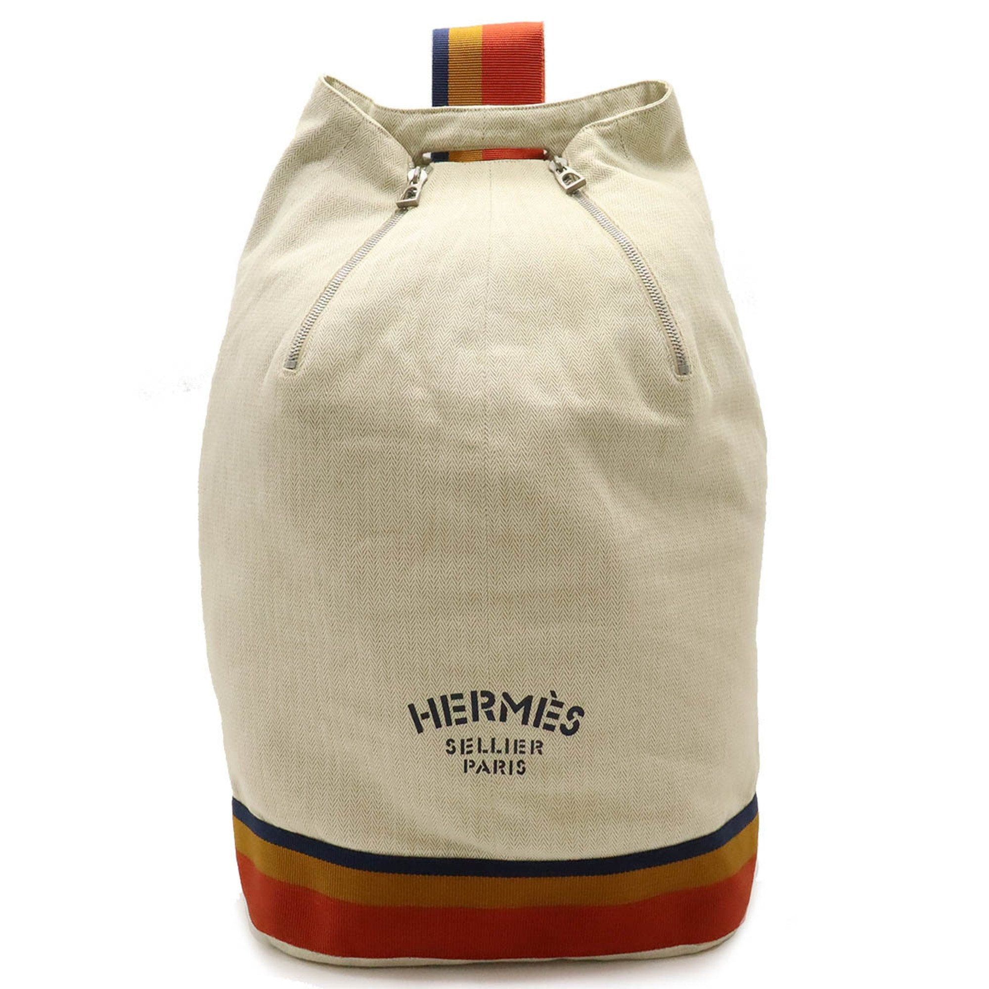image of Hermes Cavalier Shoulder Bag, Body Canvas, Beige, Orange, Yellow, Navy in Blue, Women's