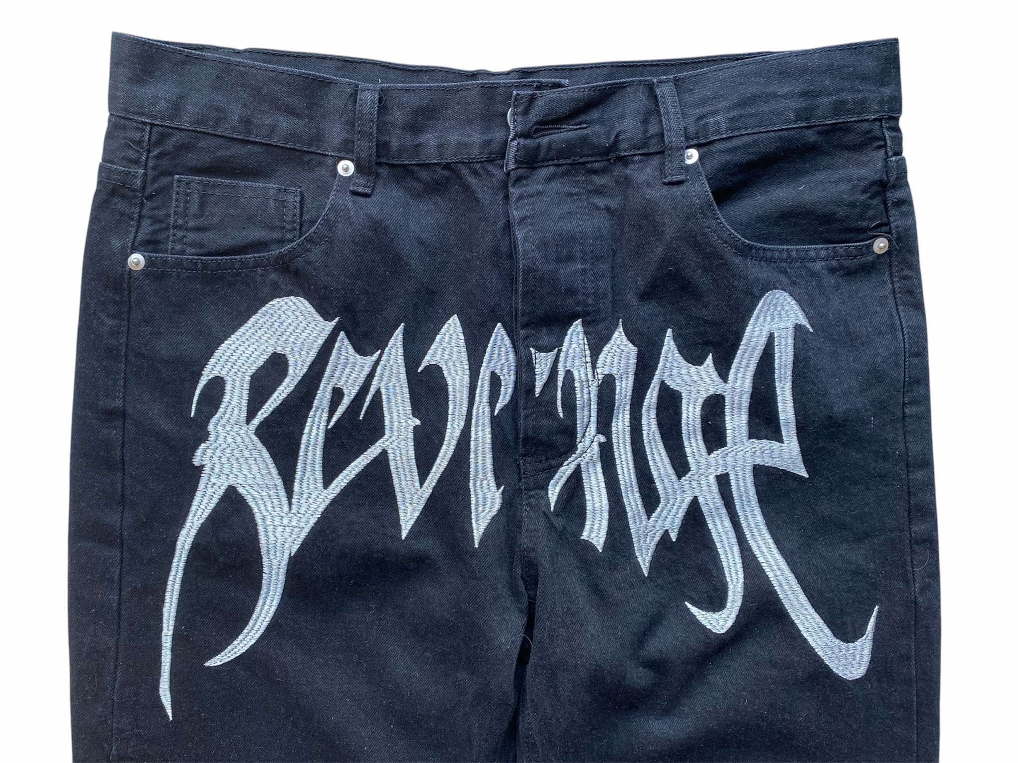 Revenge Revenge Embroidered Denim Black Arch Logo Jeans XXXTENTACION Size US 32 / EU 48 - 3 Thumbnail