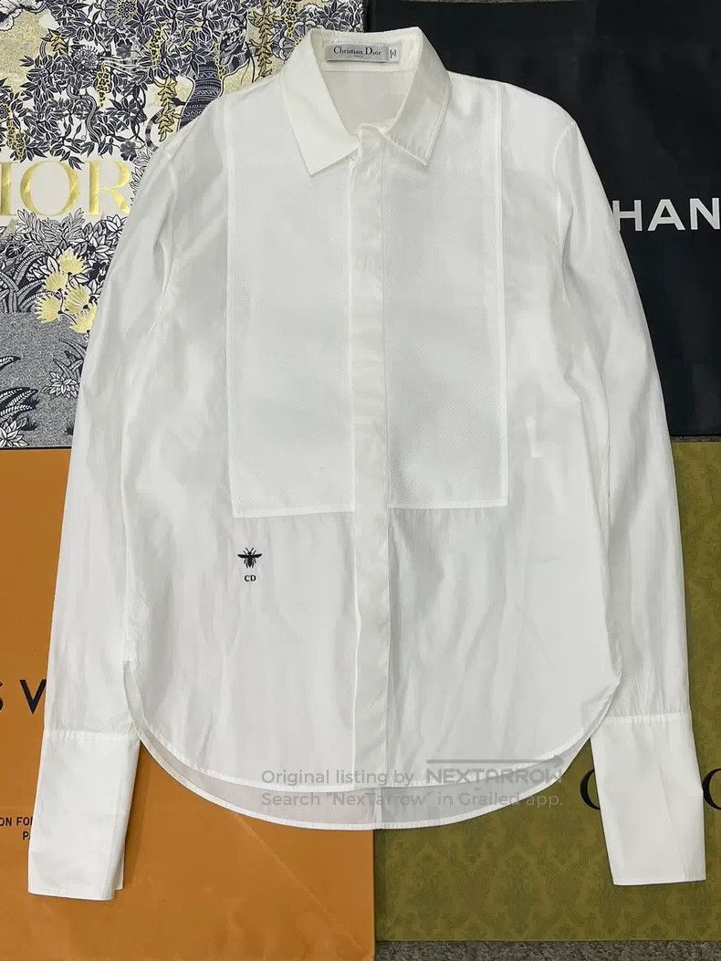 Dior Dior White little bee embroidered shirt Size XXS / US 00 / IT 34 - 2 Thumbnail