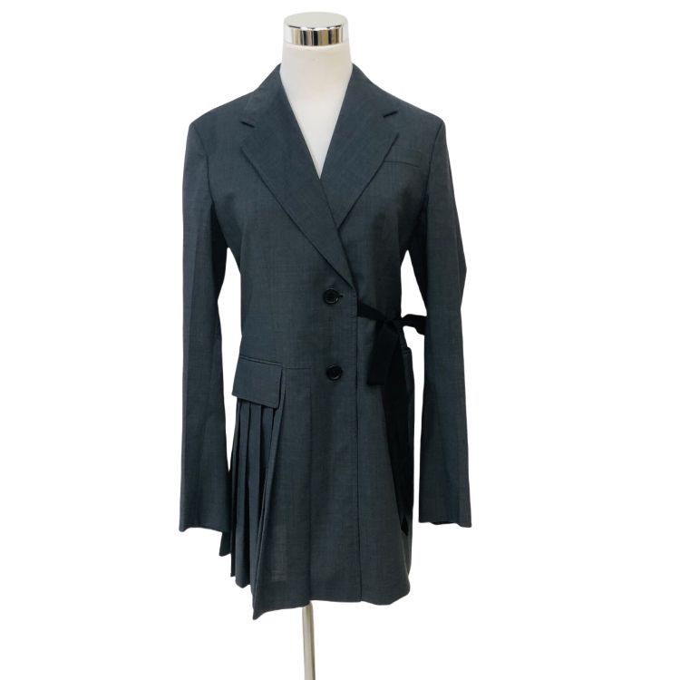 Prada Prada Gray Wrap Pleated Blazer Size 40 Size S / US 4 / IT 40 - 1 Thumbnail