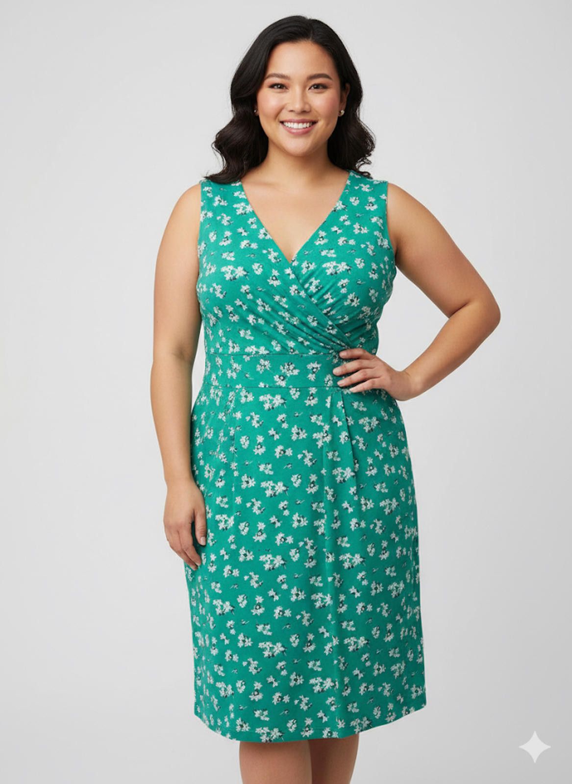 Unknown London Lands End Green Floral Sleeveless Midi Dress 1X Size XL / US 12-14 / IT 48-50 - 1 Thumbnail