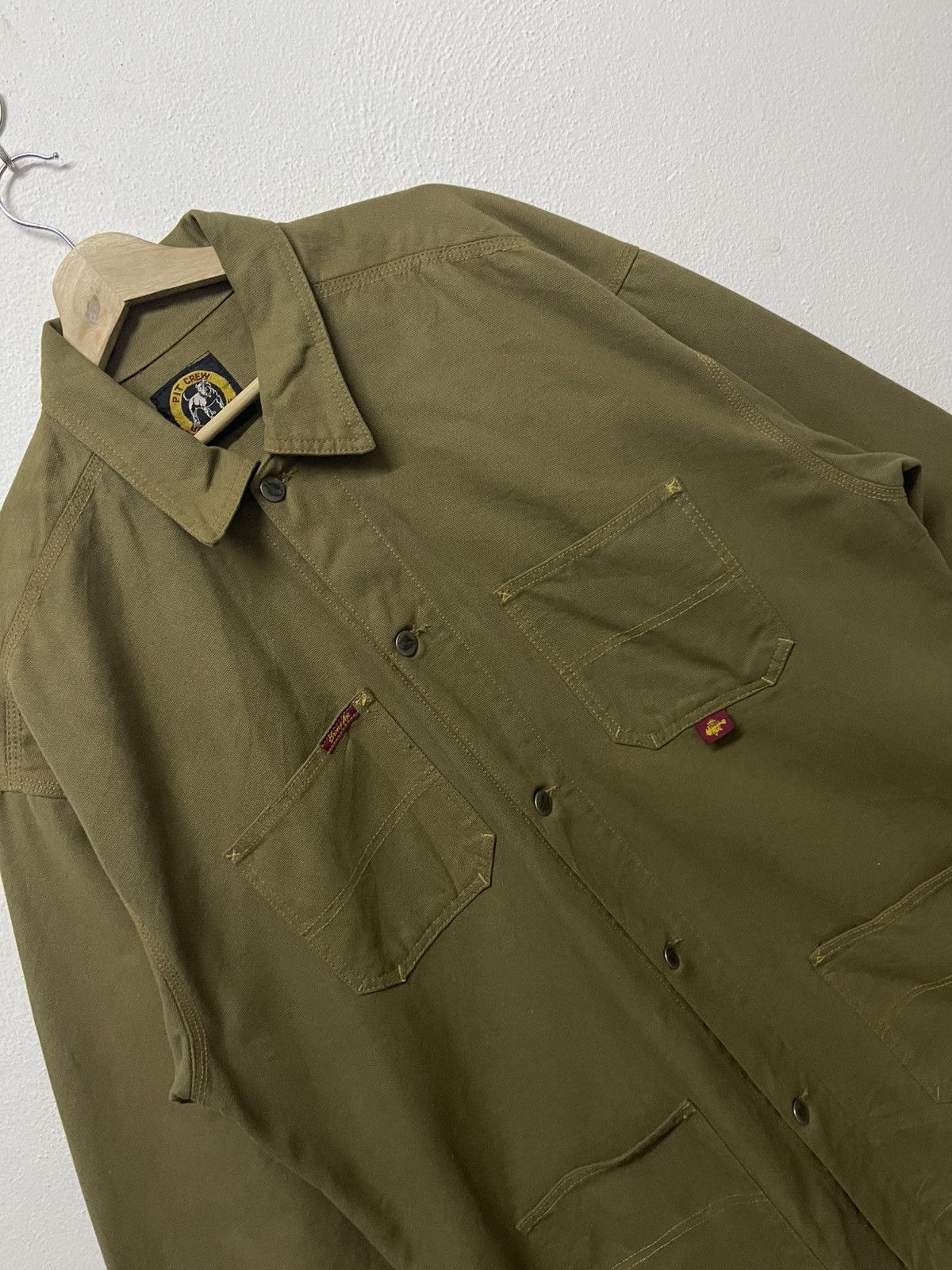 Vintage 1990s BRONZE AGE PIT CREW MOSS GREEN CANVAS CORE JACKET RARE Size US XXL / EU 58 / 5 - 7 Thumbnail