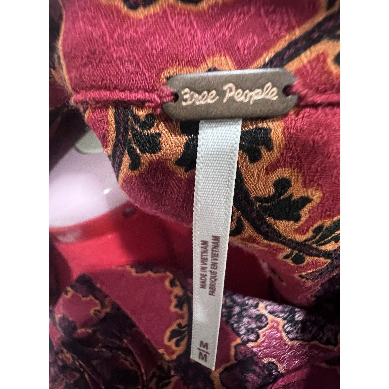 Free People Free People Mia Red Floral Print Tie Neck Boho blouse Size M / US 6-8 / IT 42-44 - 2 Thumbnail
