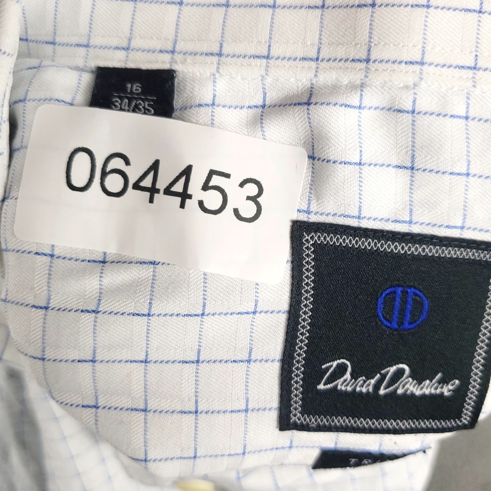 David Donahue David Donahue Shirt Mens Size 16 White Blue Check Dress Button Up Long Sleeve Shirt Dress Shirt White Cotton Woven Size 42R - 8 Thumbnail