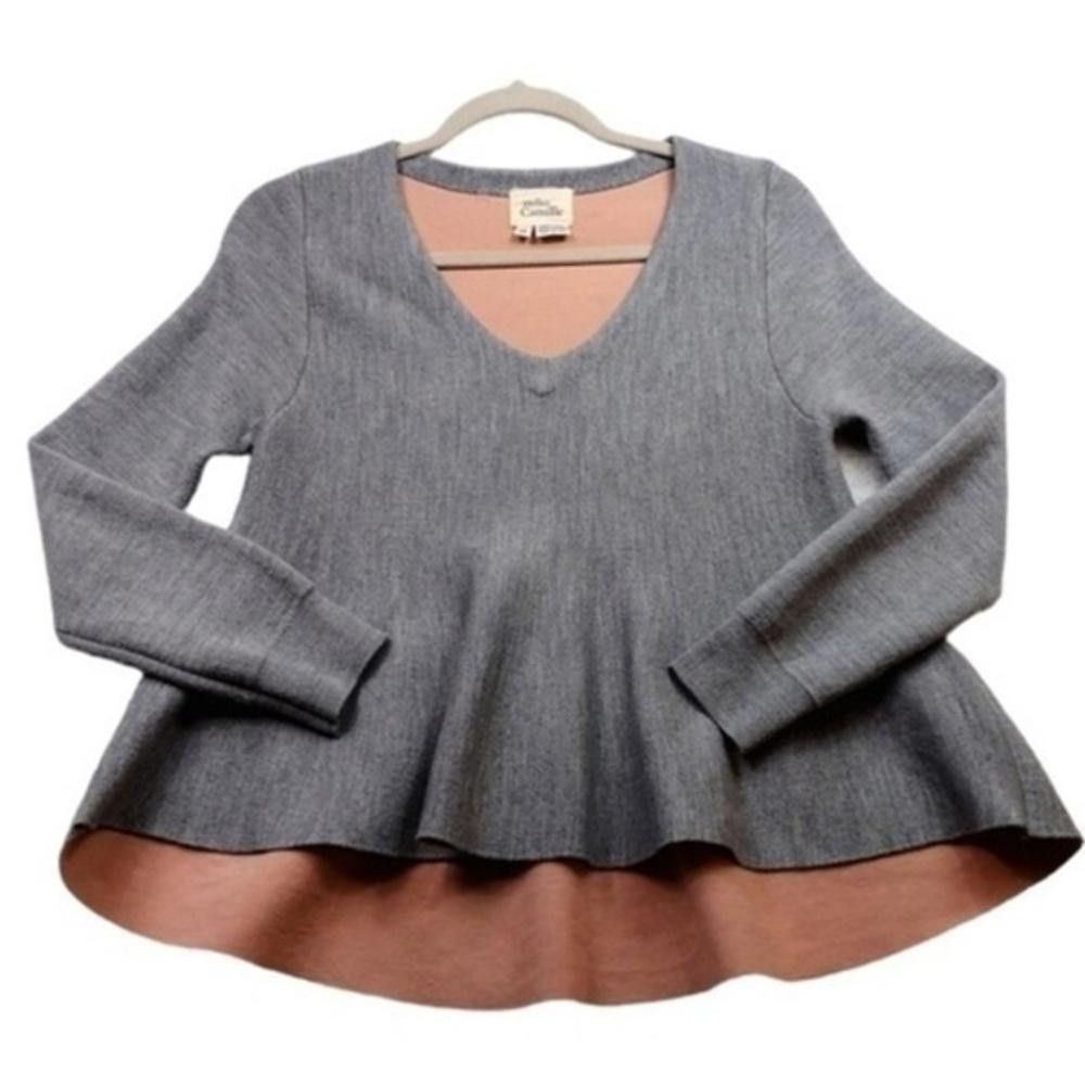 Designer Anthropologie atelier Camille peplum sweatshirt Size S / US 4 / IT 40 - 1 Thumbnail