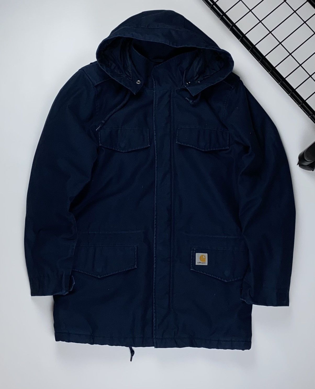 image of Carhartt Vintage Man Jacket Parka Blue Y2K, Men's (Size Medium)