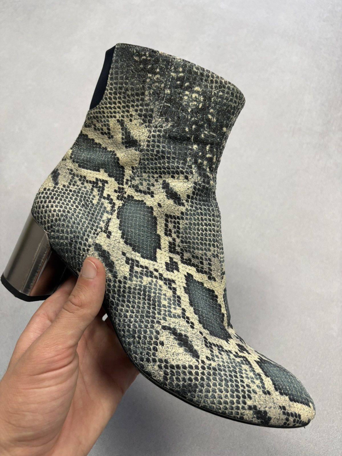 Designer Thierry Rabotin Python Print Leather Ankle Boots Women’s 38 Size US 8 / IT 38 - 5 Thumbnail