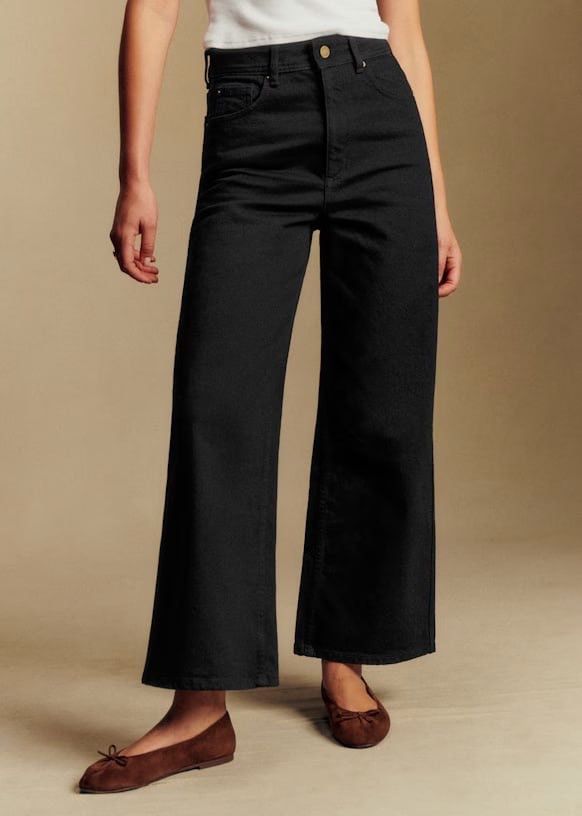 Sezane Sezane denim Le crop Black Wide Leg Minimalist Design Jeans Size 26" / US 2 / IT 38 - 1 Thumbnail