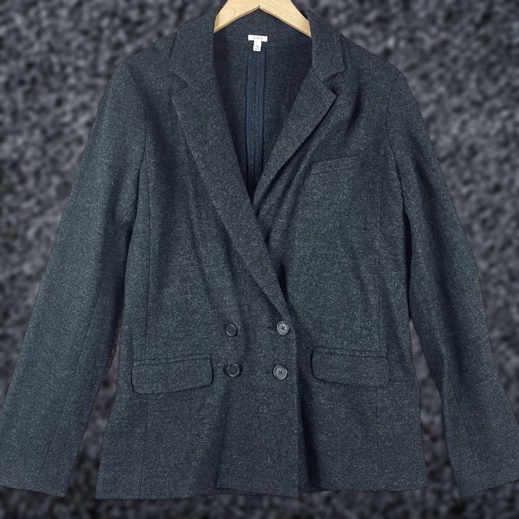 J.Crew J.Crew Blazer Jacket Womens Size 12 Gray Wool Notch Lapel Herringbone Long Sleeve Six-Button Double-Breasted Size XL / US 12-14 / IT 48-50 - 1 Thumbnail