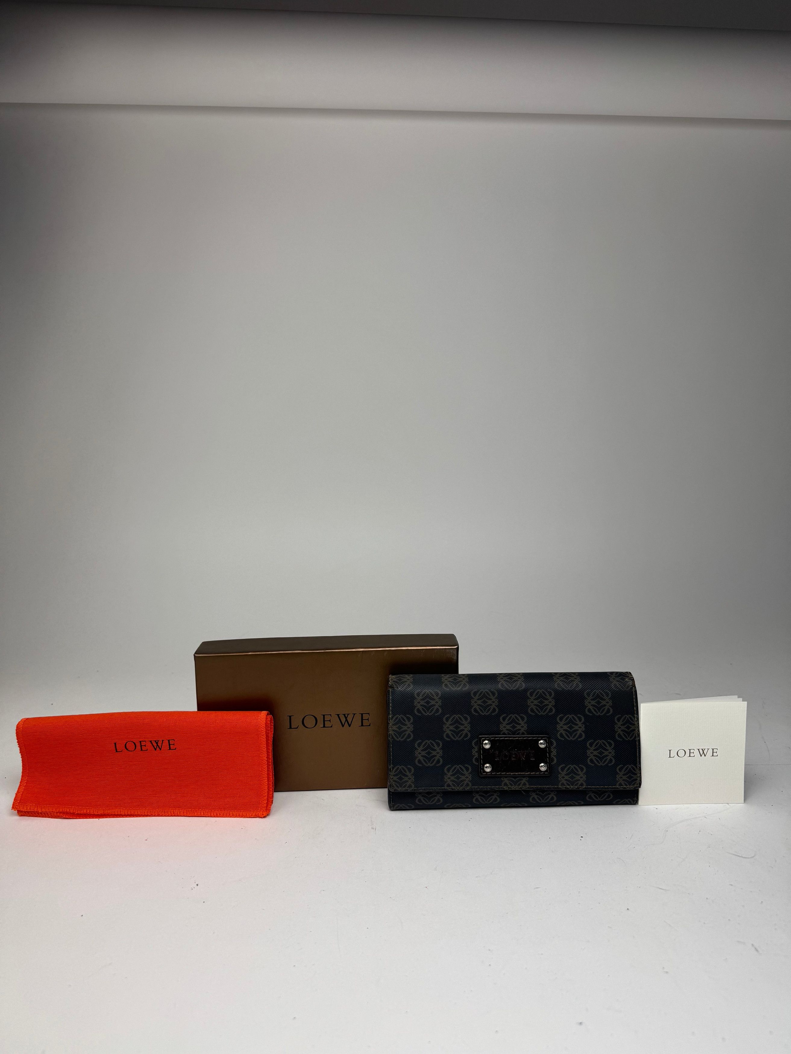 Loewe Vintage Anagram Leather Wallet Navy Brown Size ONE SIZE - 1 Thumbnail