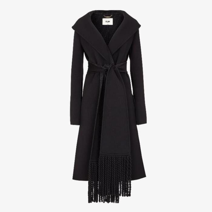 Fendi o1w1db10325 FF8835 Coat in Black Size L / US 10 / IT 46 - 1 Thumbnail