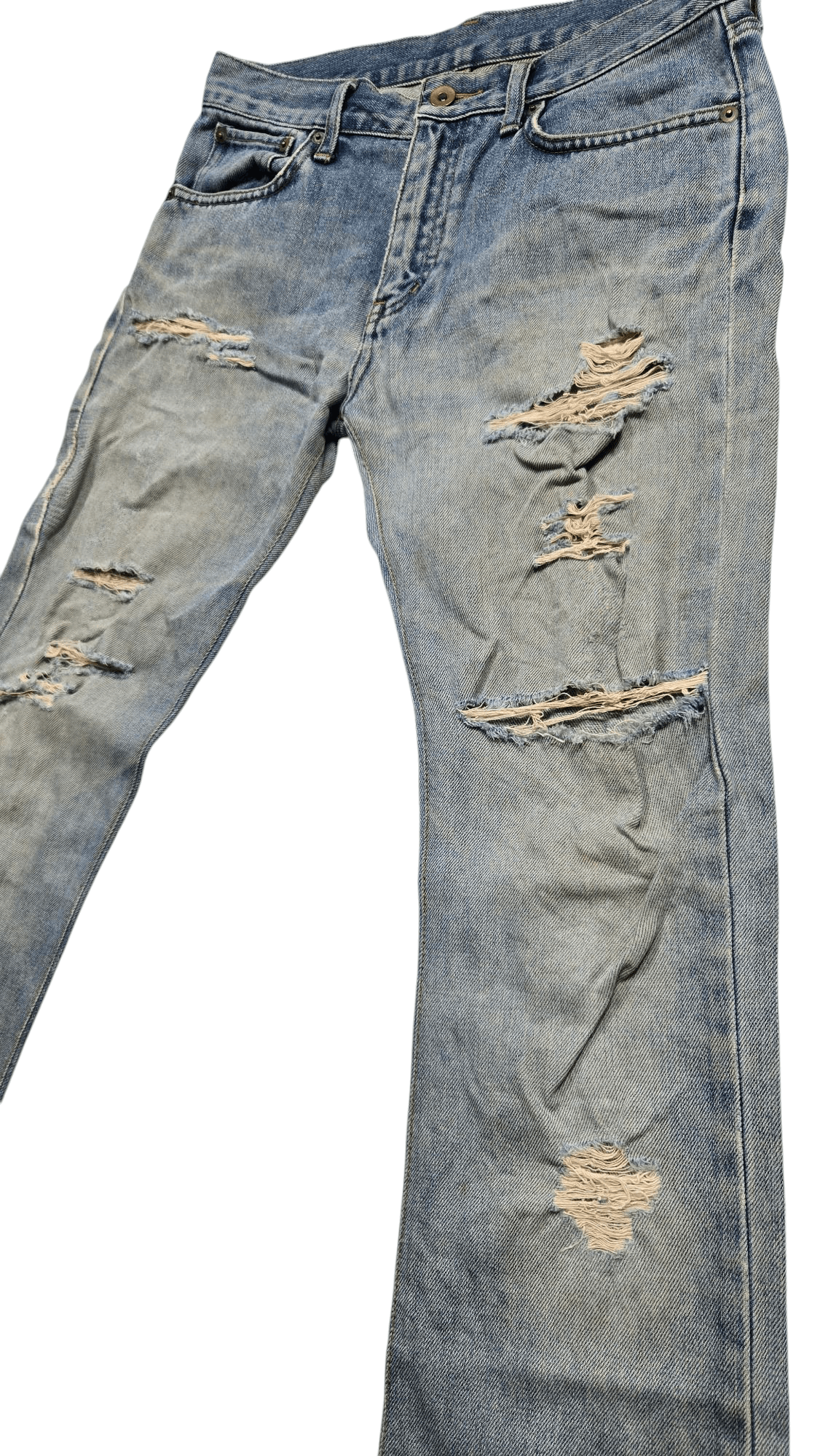 Vintage Vintage 00s Y2K Distressed Zig Zag Uniqlo Denim Jeans Size US 31 - 2 Thumbnail