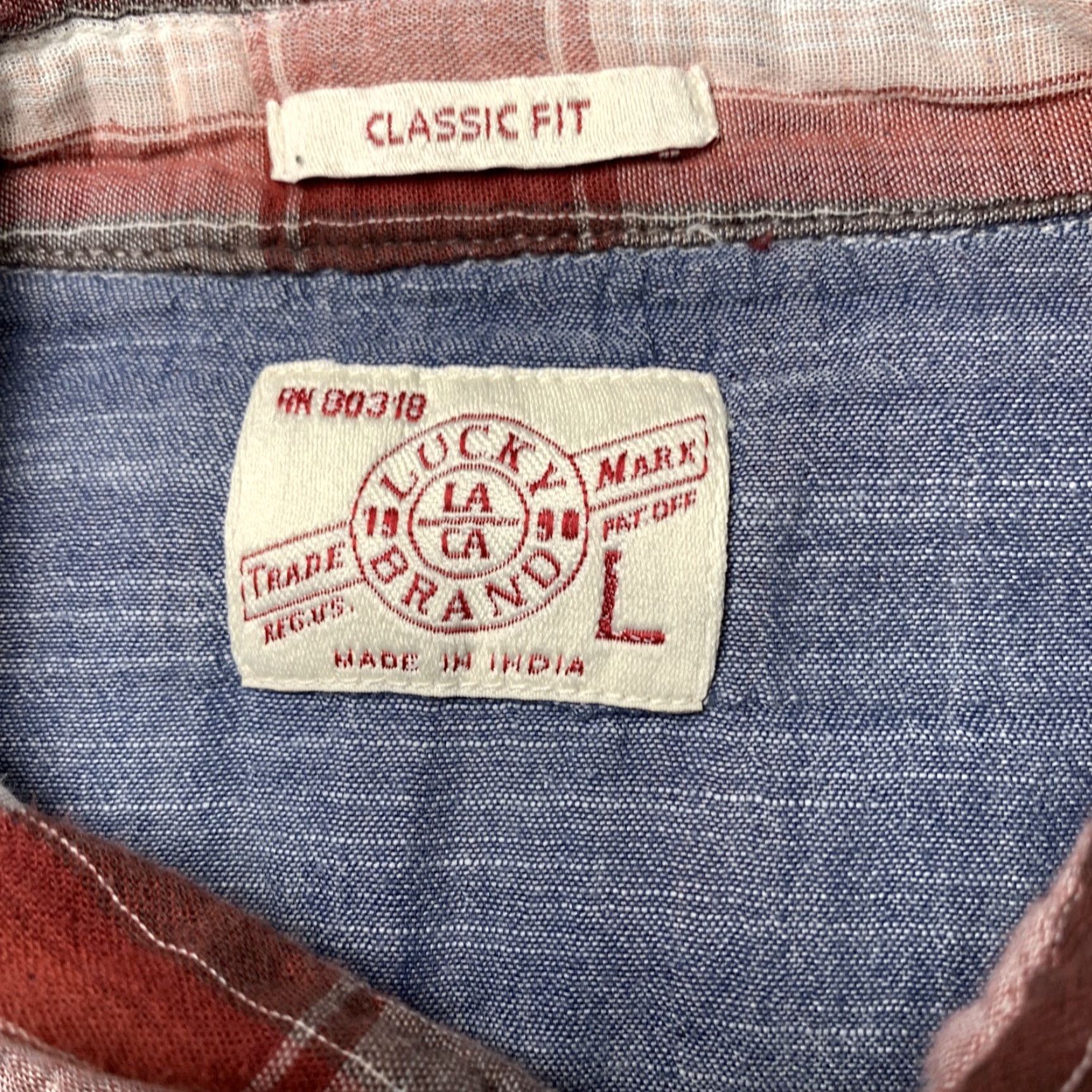 Lucky Brand Lucky Brand Mens Shirt Large Red Plaid Snap Button Up Long Sleeve Classic Fit Size US L / EU 52-54 / 3 - 5 Thumbnail
