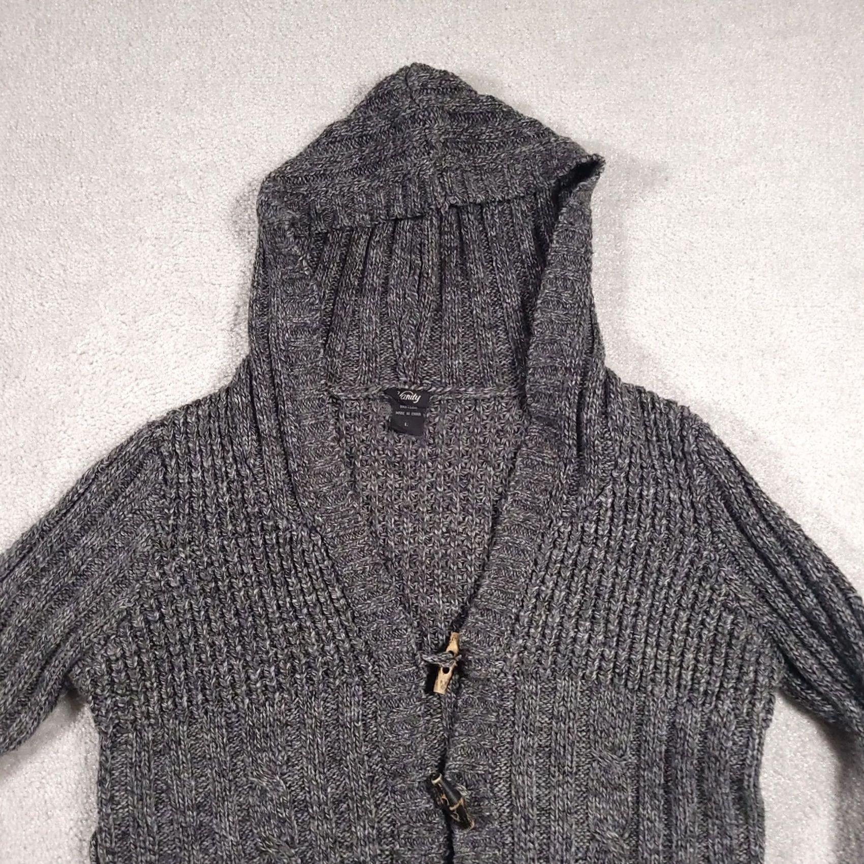 Vintage Vanity Cardigan Sweater Womens Large Gray Long Sleeve Loop Front Shirt Ladies Regular Knit Style Modern Classic Fall Winter Size L / US 10 / IT 46 - 3 Thumbnail