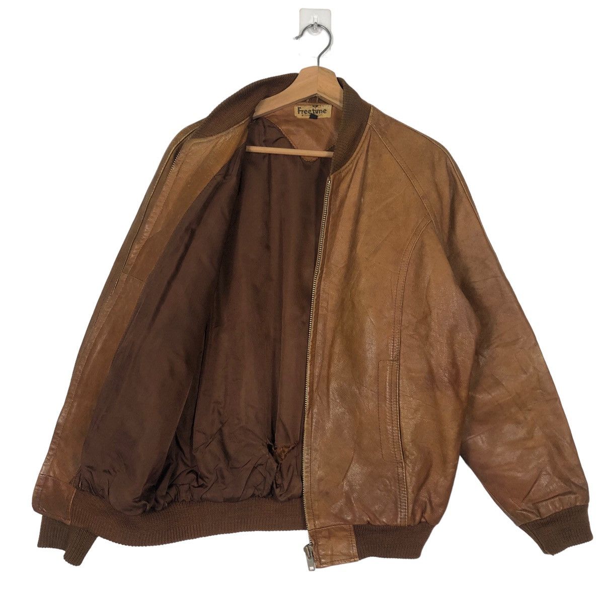Japanese Brand 🔥90’s Vintage Leather Bomber Jacket Free Time Issey Miyake Size US XL / EU 56 / 4 - 8 Thumbnail