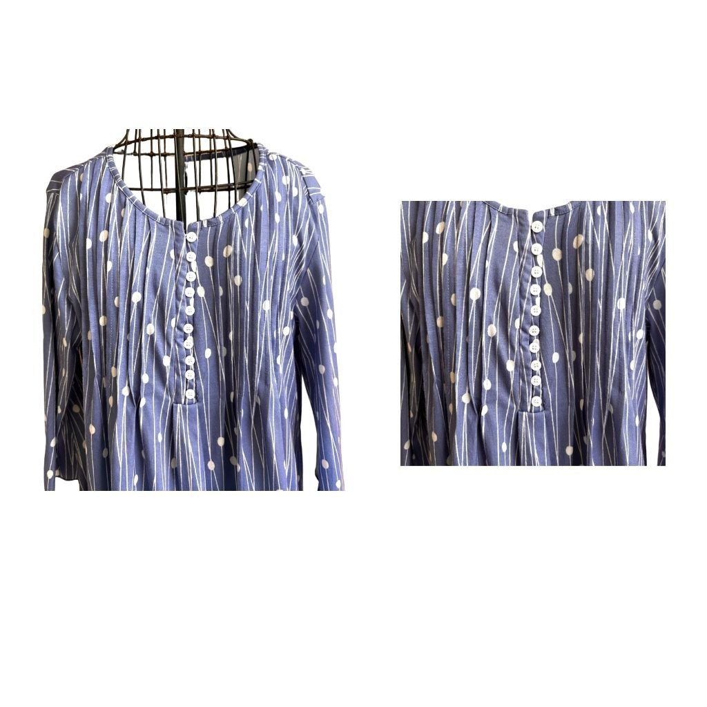 Other NoraCora Tunic Top XL Blue White Polkadot Jersey Fabric Bu Size XL / US 12-14 / IT 48-50 - 2 Thumbnail
