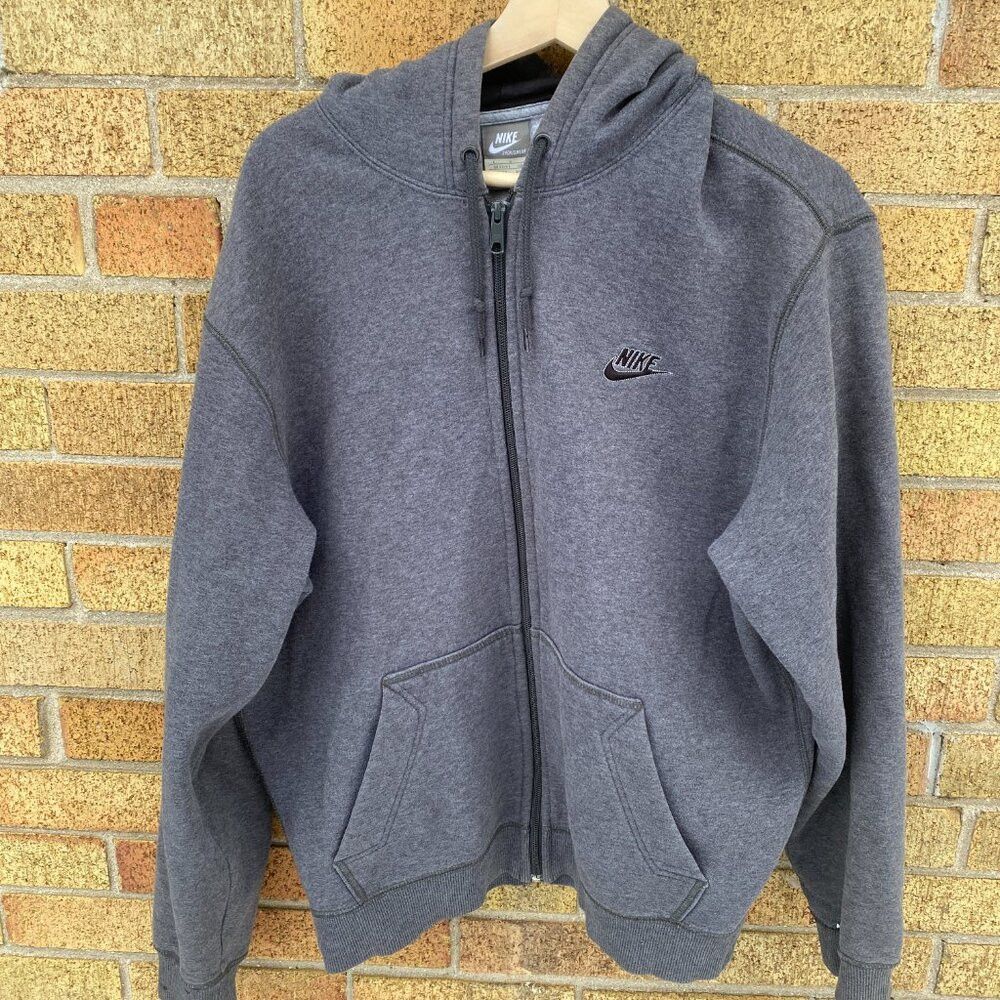 Nike × Vintage Vintage 90s Nike Gray Tag Full Zip Sweater Hoodie Large Hea Size US L / EU 52-54 / 3 - 4 Thumbnail