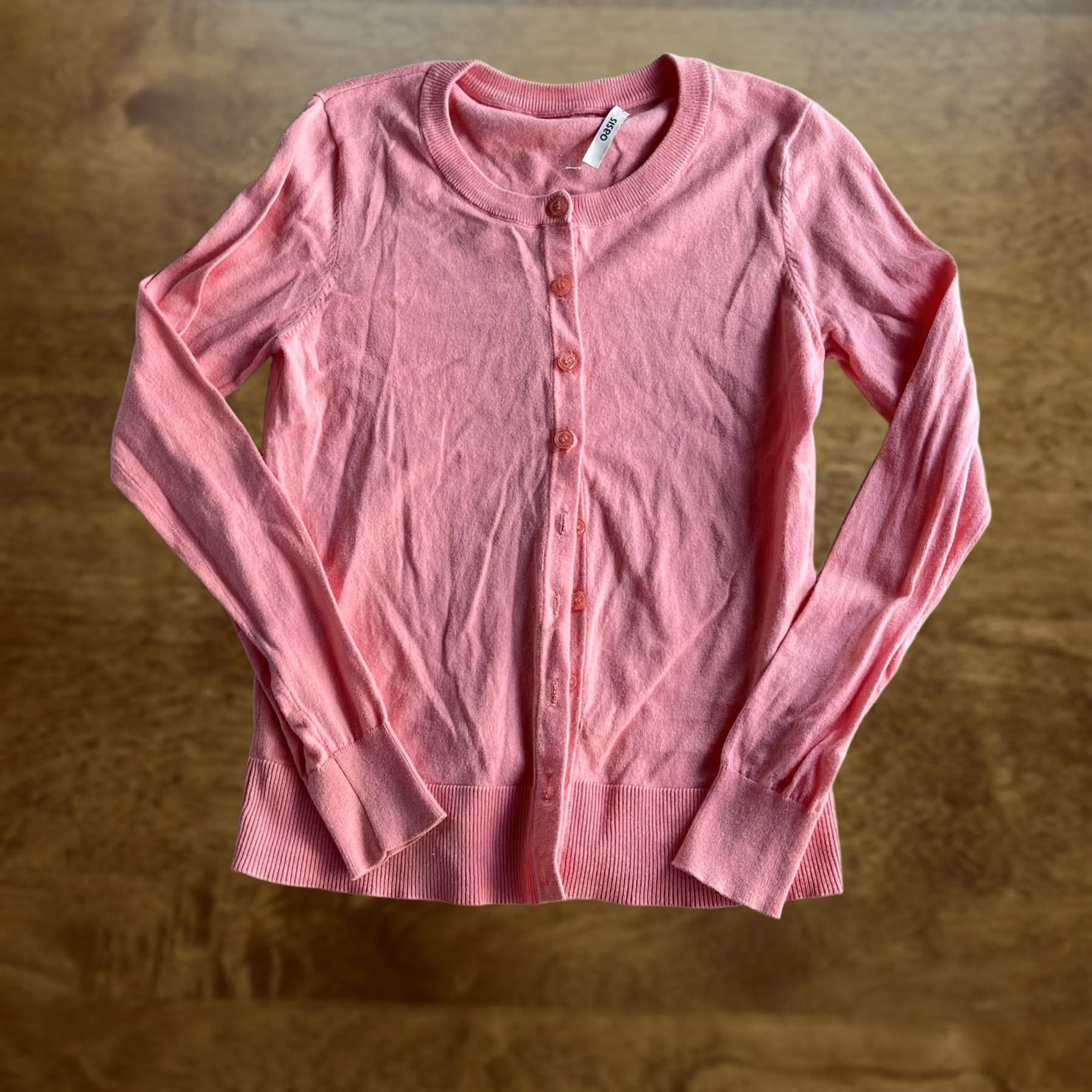 Vintage Oasis Cardigan Sweater Womens Medium Pink Button Front Lightweight Knit Shirt Size M / US 6-8 / IT 42-44 - 1 Thumbnail