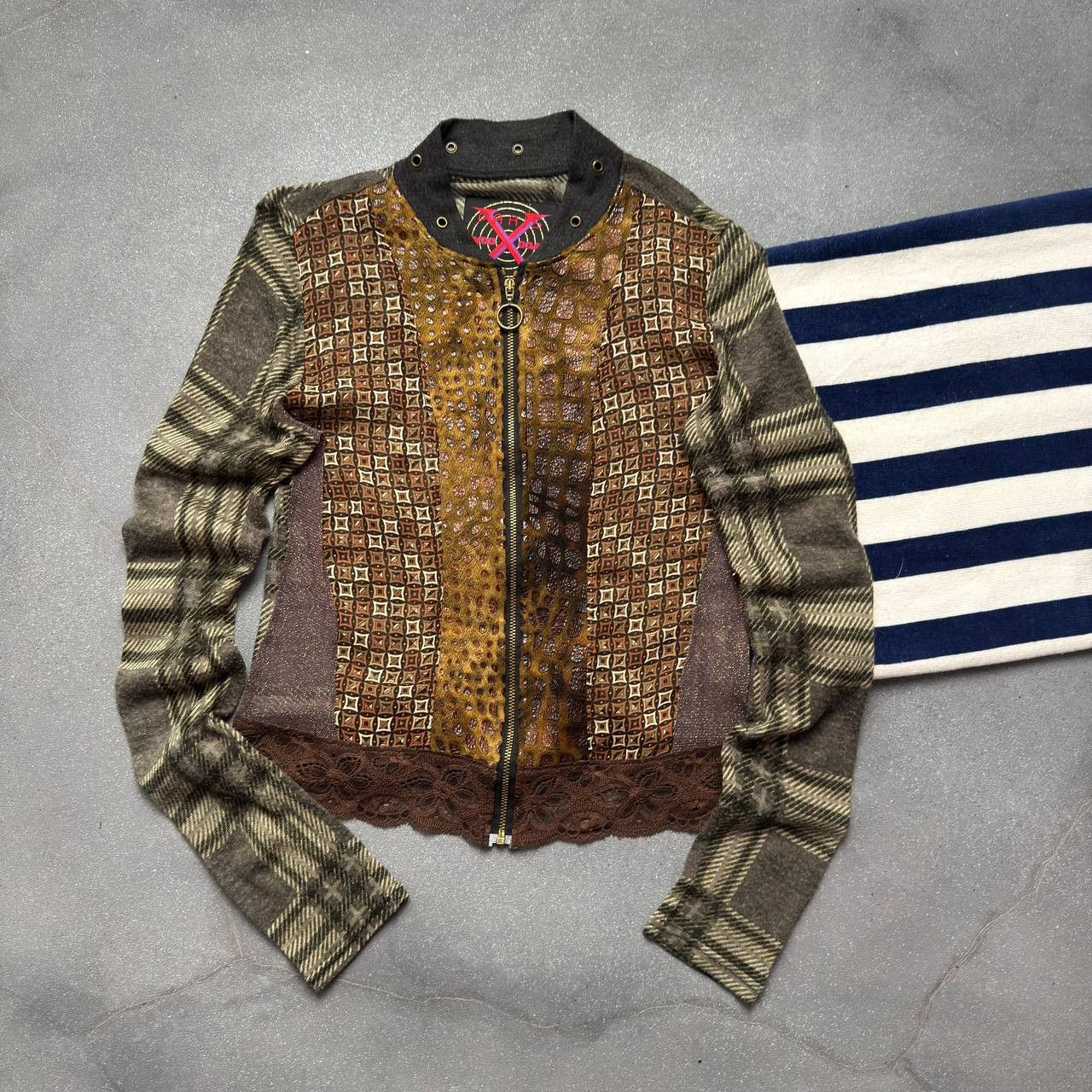 Japanese Brand × Vintage Vintage Asymmetrical Patchwork Zip Jacket Size M / US 6-8 / IT 42-44 - 1 Thumbnail