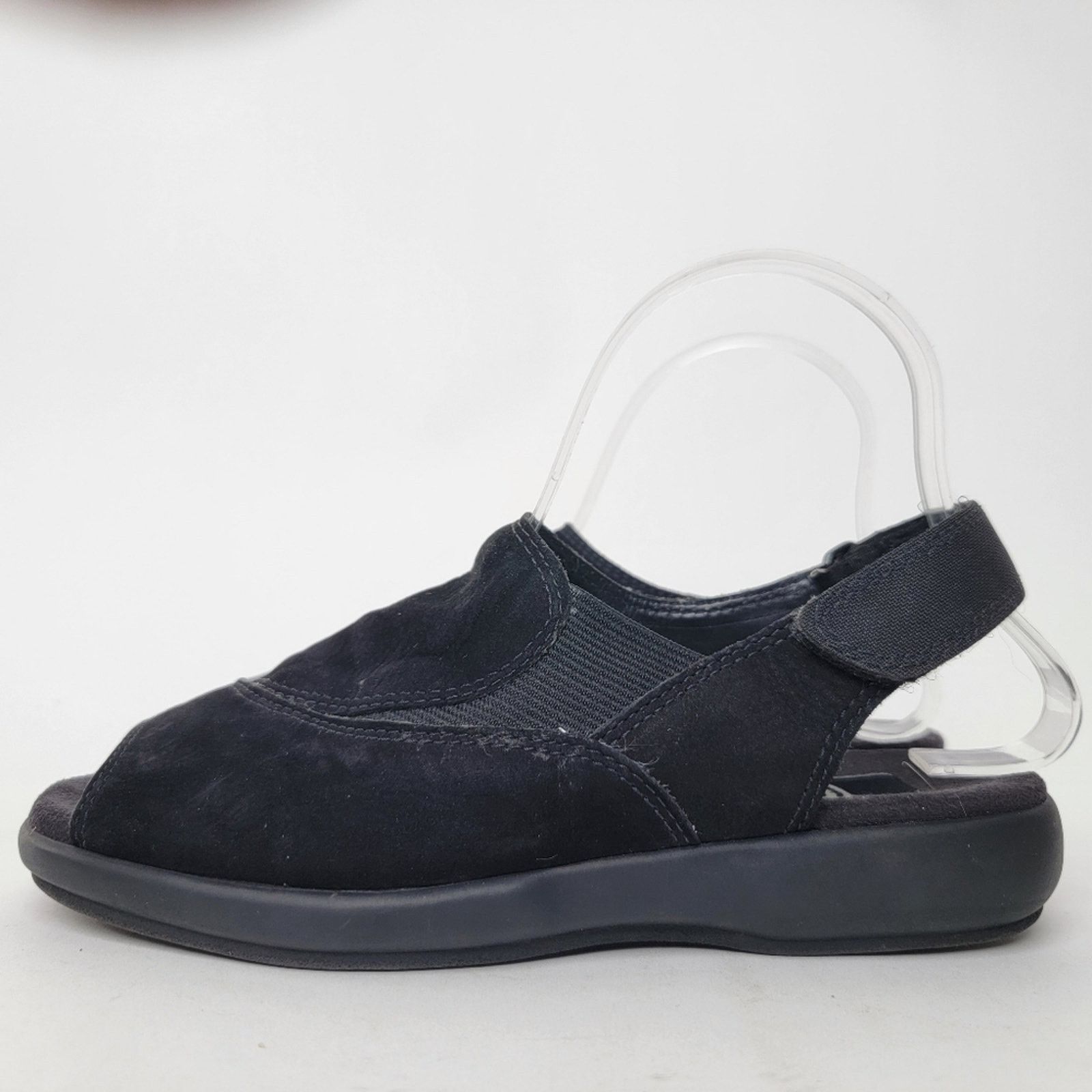Ecco Ecco Black Suede Peep Toe Sandals - 6 Size US 6 / IT 36 - 3 Thumbnail