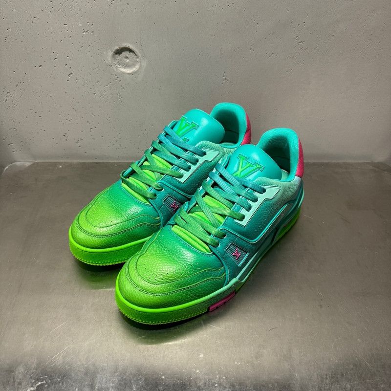 Louis Vuitton Louis Vuitton Trainer Low-Top Sneakers in Blue Green 0079 Size US 9 / IT 39 - 1 Thumbnail
