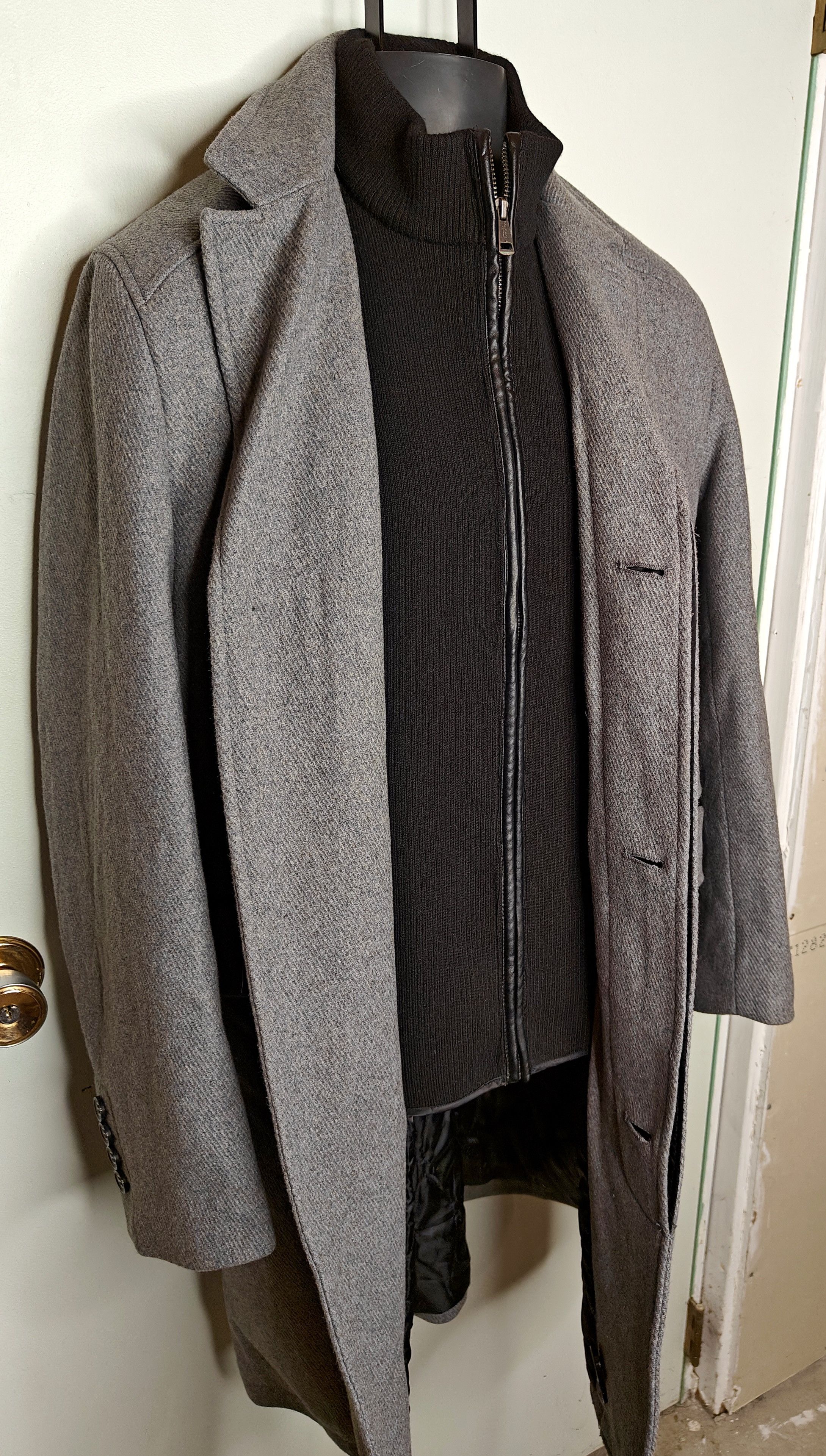 Cole Haan Mens Cole Haan gray wool blend gray overcoat coat jacket Size US M / EU 48-50 / 2 - 5 Thumbnail