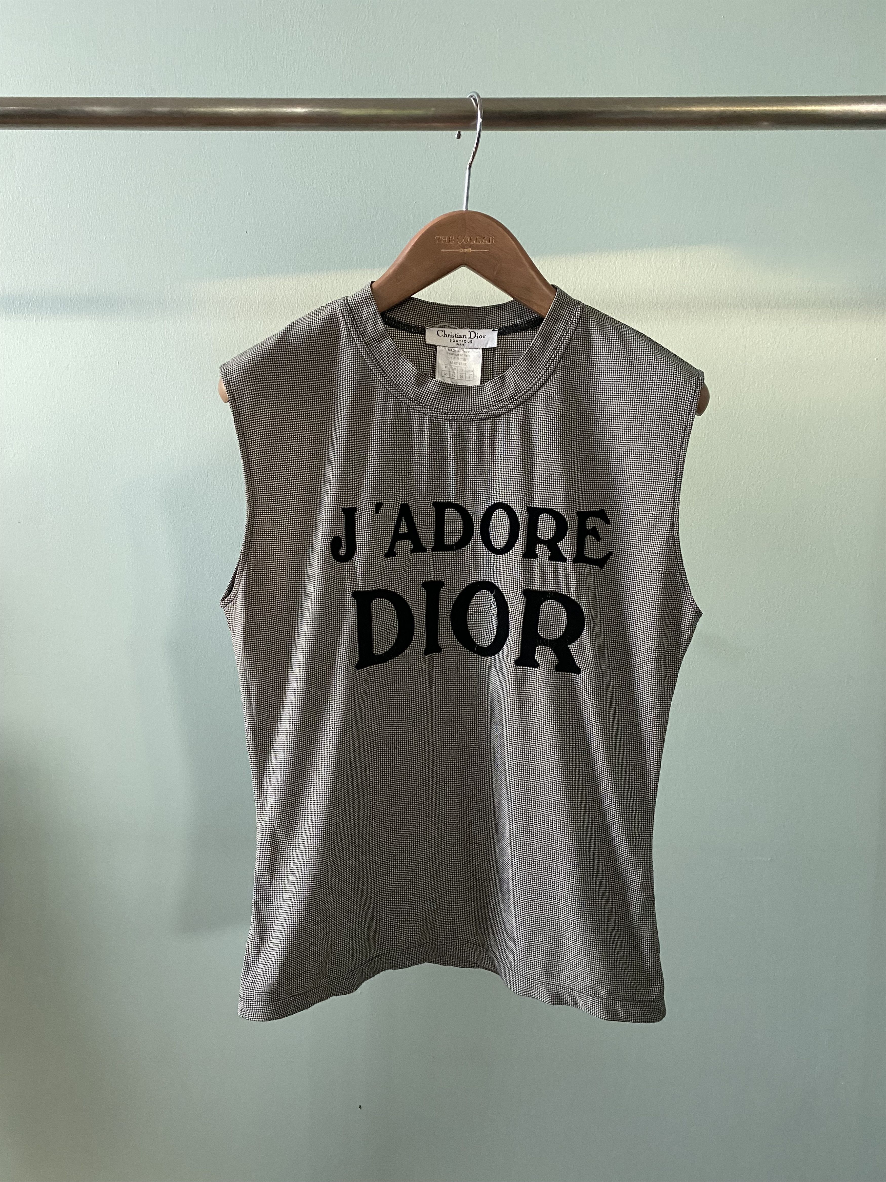 Dior Fall Winter 2002 "J'ADORE DIOR" Houndstooth Print Tank Top Size XS / US 0-2 / IT 36-38 - 3 Thumbnail
