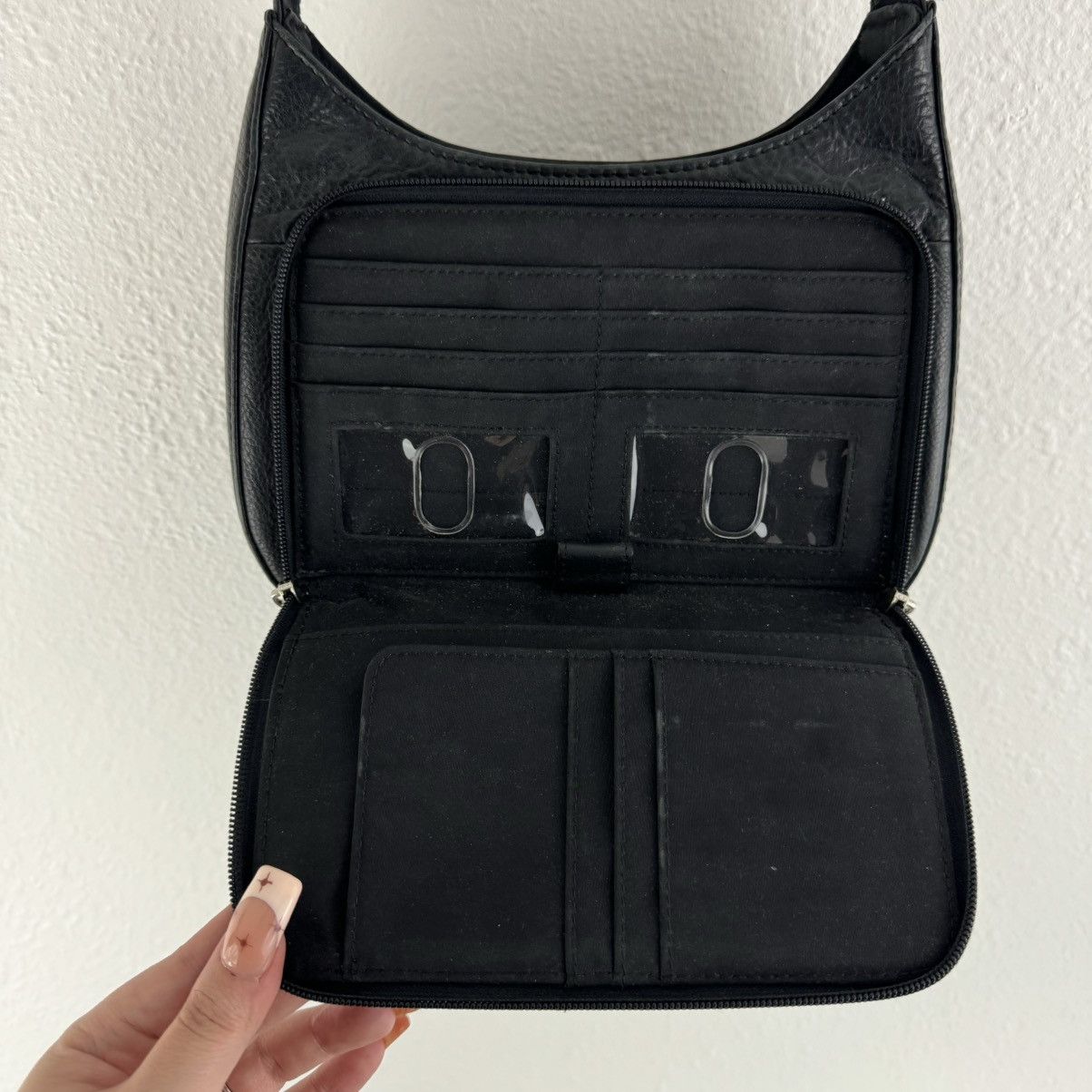 Fossil FOSSIL Vintage 90s Y2K Black Leather Edgy Shoulder Bag Purse Size ONE SIZE - 6 Thumbnail
