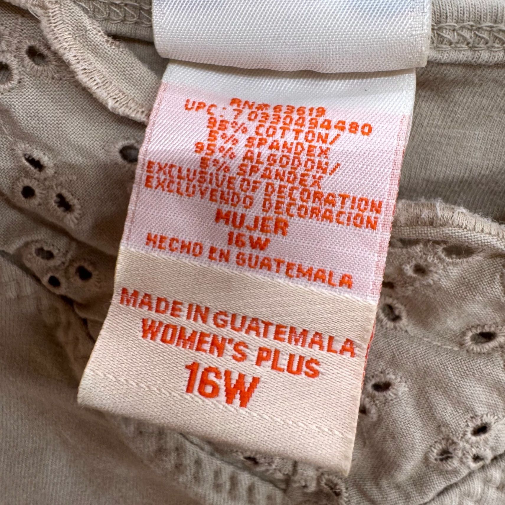 Faded Glory Y2K Vintage Camisole Tank Top 16 XL Tan Beige Built-In-Bra Spaghetti Cotton Boho Shirt Mens? Girls? Size XXL / US 16-18 / IT 52-54 - 5 Thumbnail