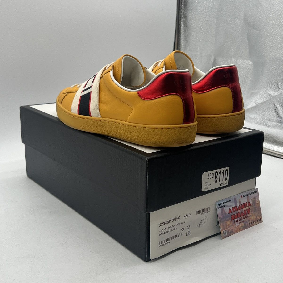 Gucci Gucci ace stripe leather yellow Size US 7.5 / EU 40-41 - 4 Thumbnail