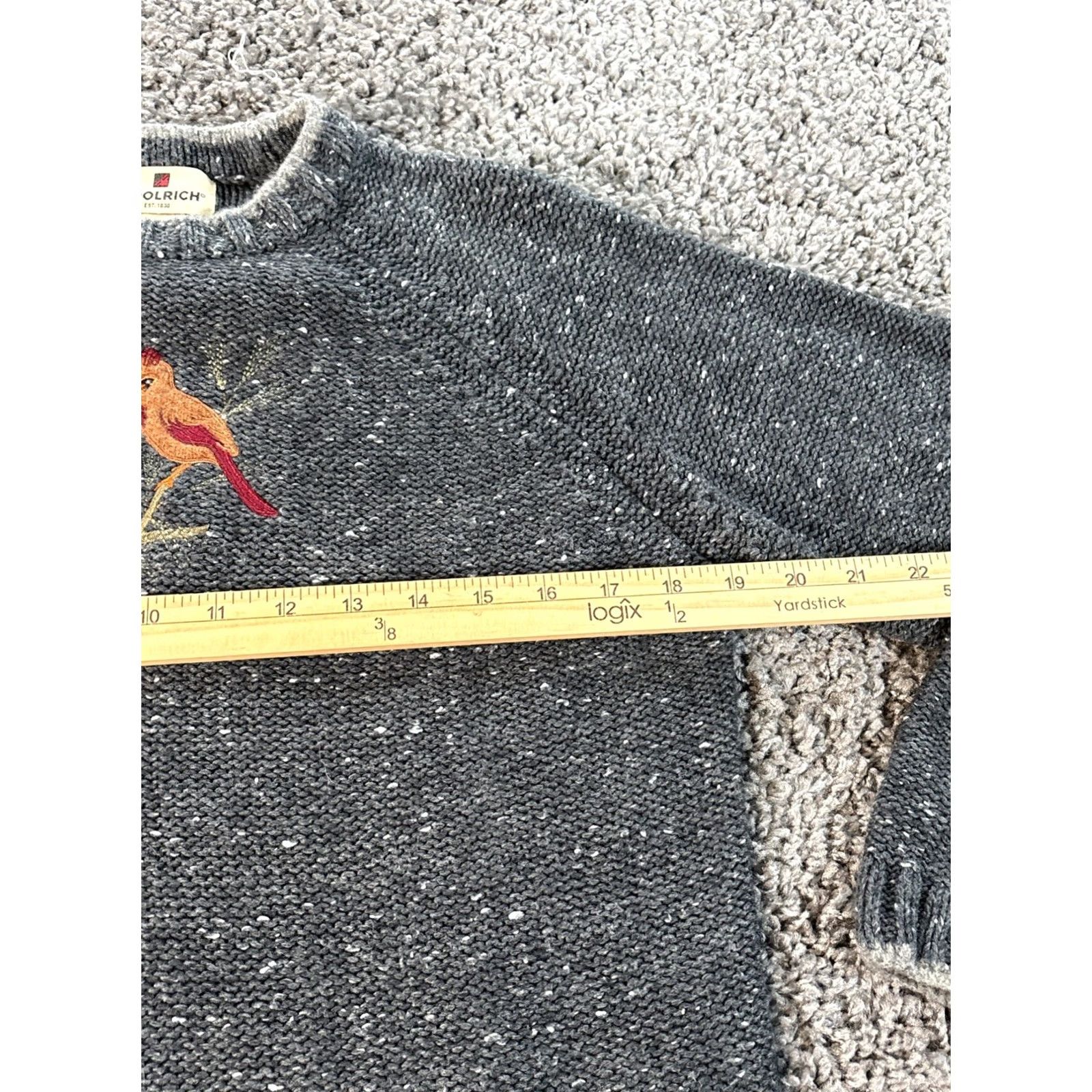Vintage VINTAGE Woolrich Sweater Womens M Gray Cotton Embroidered Cardinal 90s Pullover Knit Long Sleeve Size M / US 6-8 / IT 42-44 - 3 Thumbnail