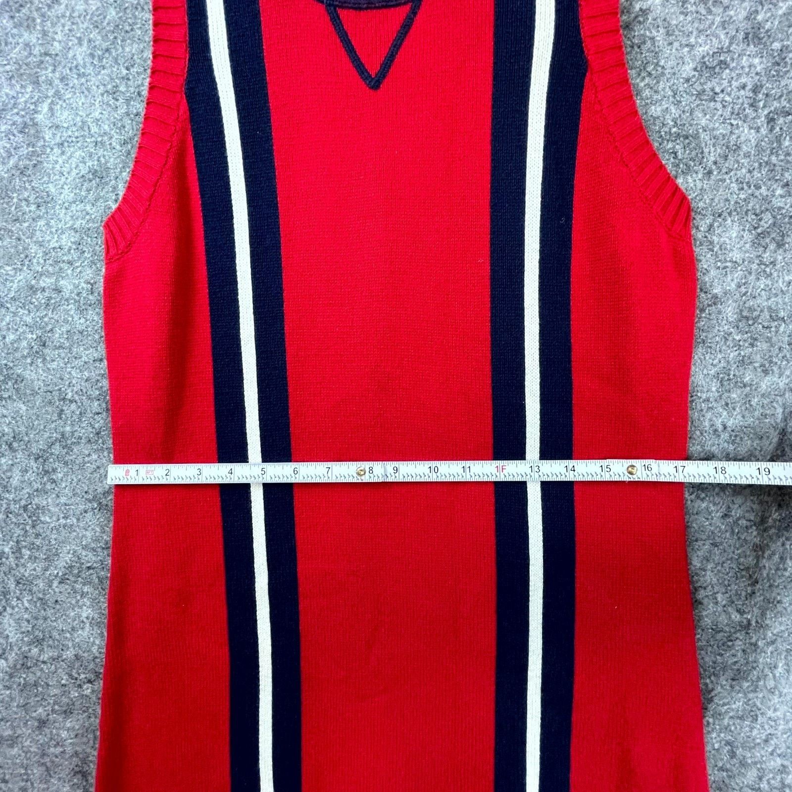 Tommy Hilfiger Vintage Tommy Hilfiger Sweater Dress XL Red Navy Knit Preppy Size XL / US 12-14 / IT 48-50 - 5 Thumbnail