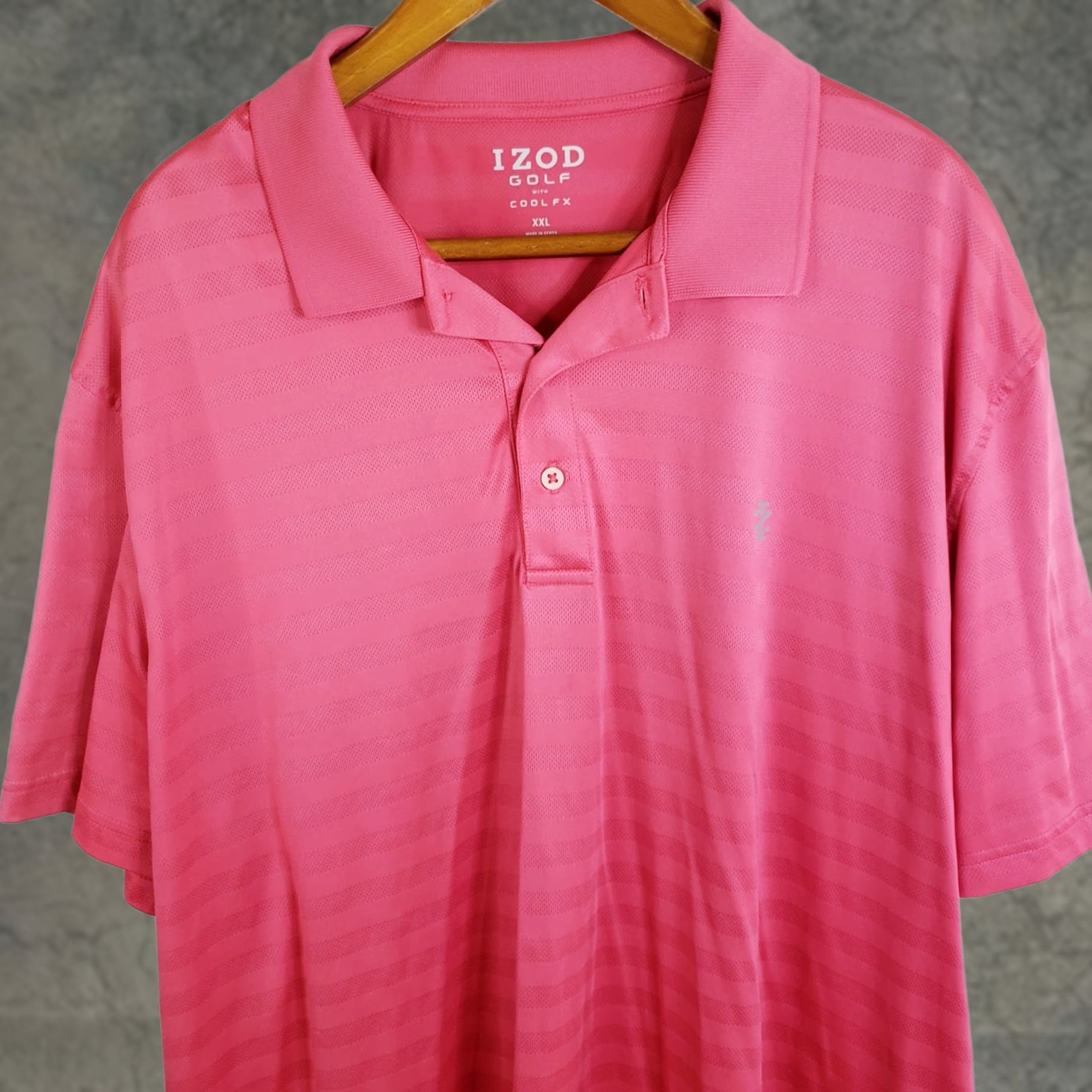 Izod IZOD Polo Shirt Mens 2XL Pink Short Sleeve Collared Geometric Embroidered Logo Classic Golf Pro Series Size US XXL / EU 58 / 5 - 1 Thumbnail