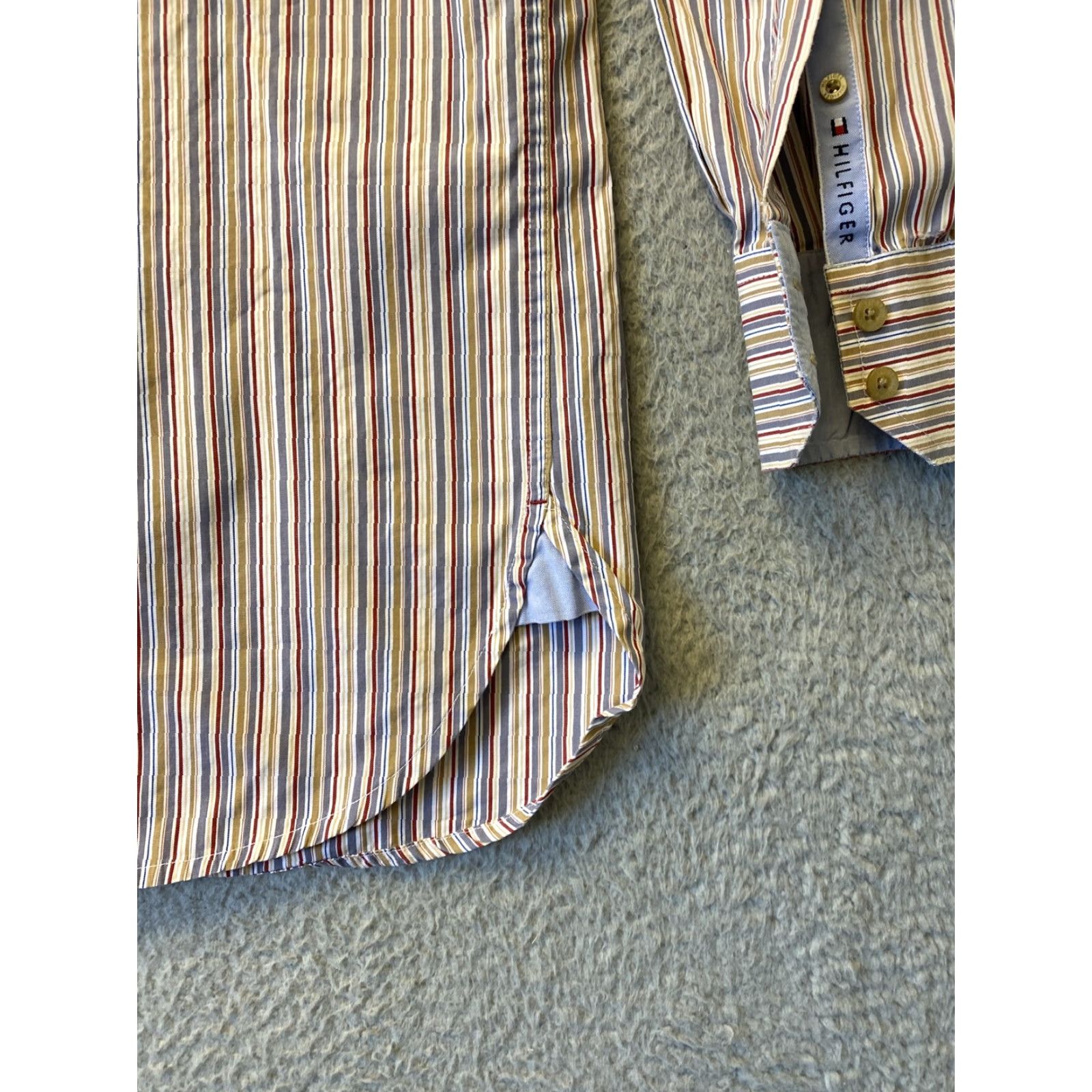 Tommy Hilfiger VINTAGE Tommy Hilfiger Button-Up Shirt Large Striped Brown Long Sleeve Casual Mens Size US L / EU 52-54 / 3 - 3 Thumbnail