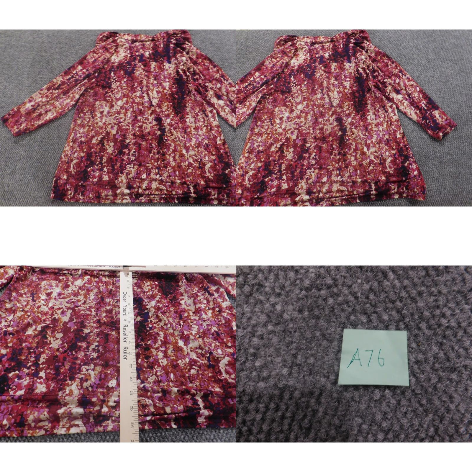 Vintage Dana Buchman Blouse 1X Womens Red Crew Neck Pullover Stretch Casual Sleeve Polyester Rayon Button Solid Regular Plus Size Women Shirt Size XL / US 12-14 / IT 48-50 - 8 Thumbnail