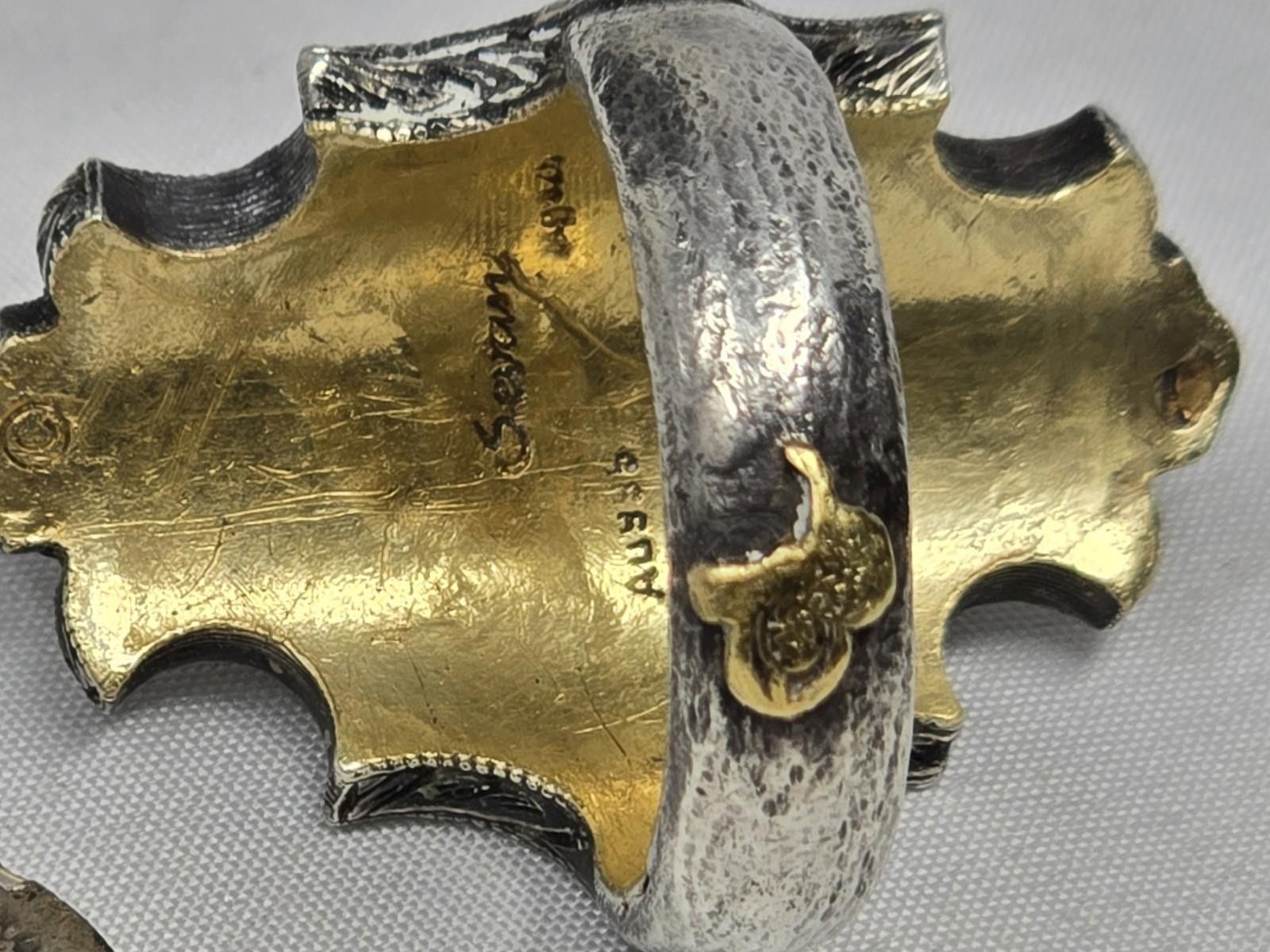 Other Signed Sevan Biçakçi 24k Gold Silver Diamond Intaglio Ring Size ONE SIZE - 4 Thumbnail