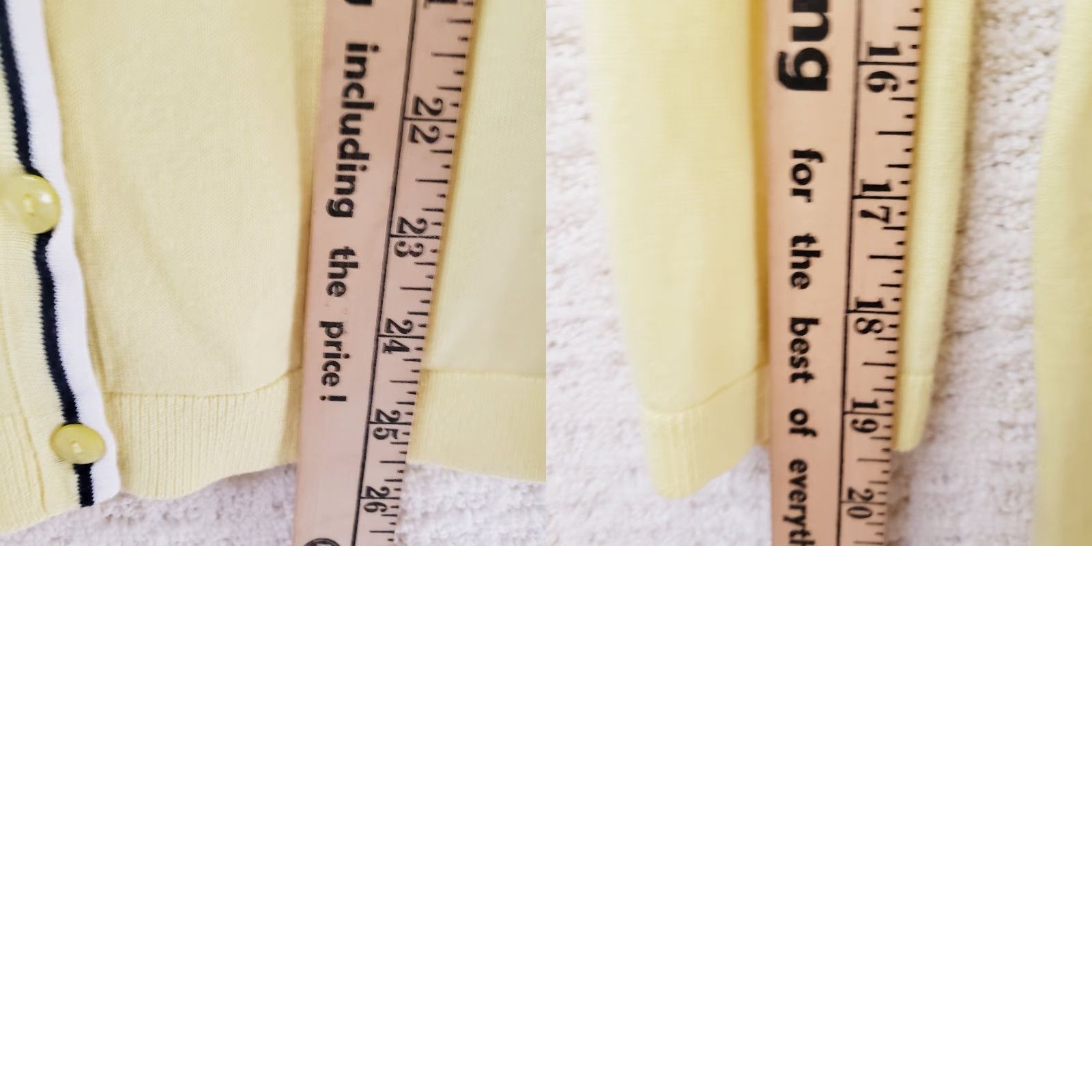 Talbots VINTAGE Talbots Women's L Yellow Cardigan Sweater 3/4 Sleeve Button Front Pima Cotton Size L / US 10 / IT 46 - 9 Thumbnail