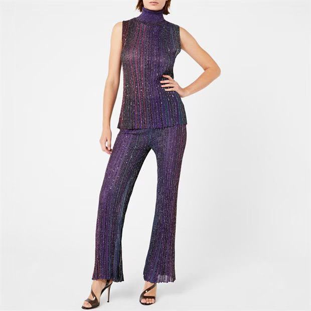 Missoni o1g2r1mq1124 Sequined Flare Trouser in Dark Multicolor Size 27" / US 4 / IT 40 - 4 Thumbnail