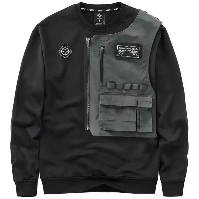 image of Vintage Men's Fashion Techwear Hoodies High Street in Black (Size Large)