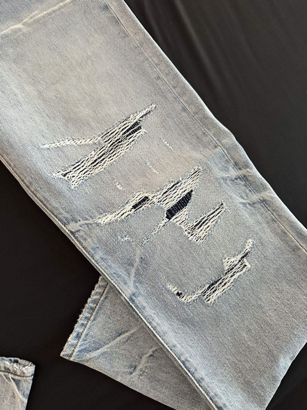 Amiri Amiri Varsity Logo Repair Straight Jeans Size US 30 / EU 46 - 3 Thumbnail