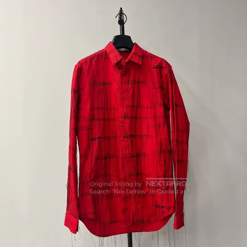 Dior Dior Size37 Red men's long tassel shirt Size US XXS / EU 40 - 1 Thumbnail